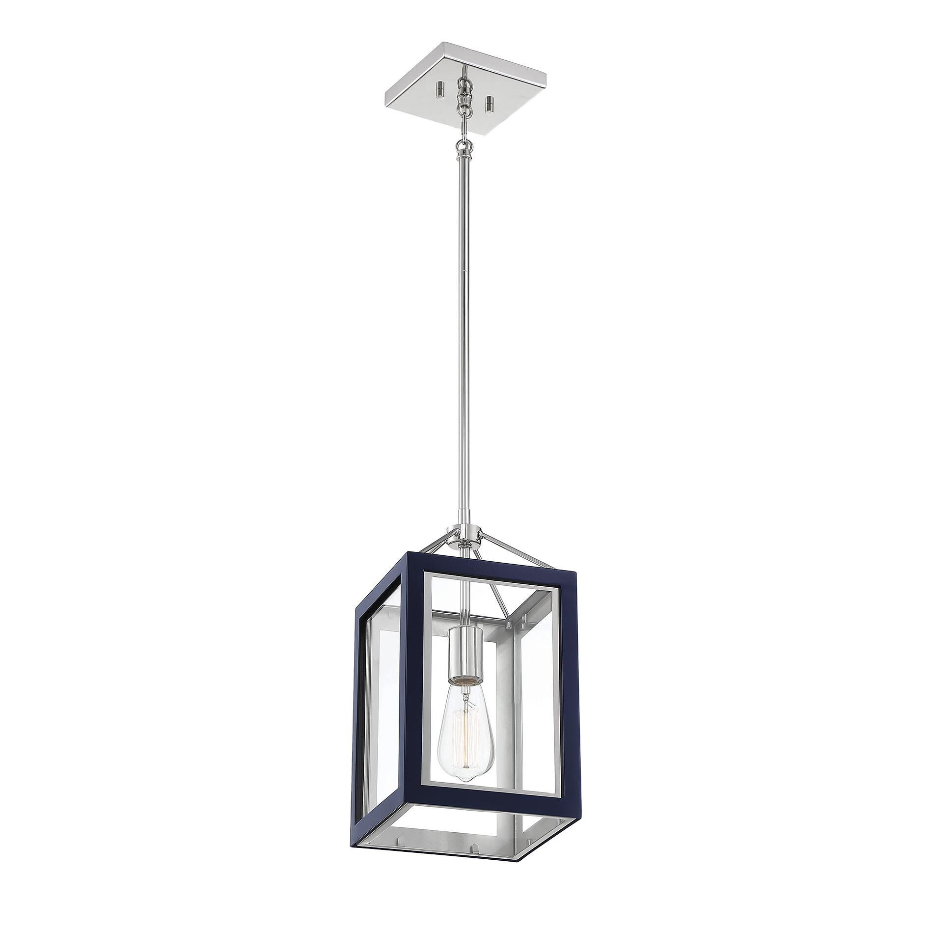 Shown in Navy With Polished Nickel Accents finish and Clear glass