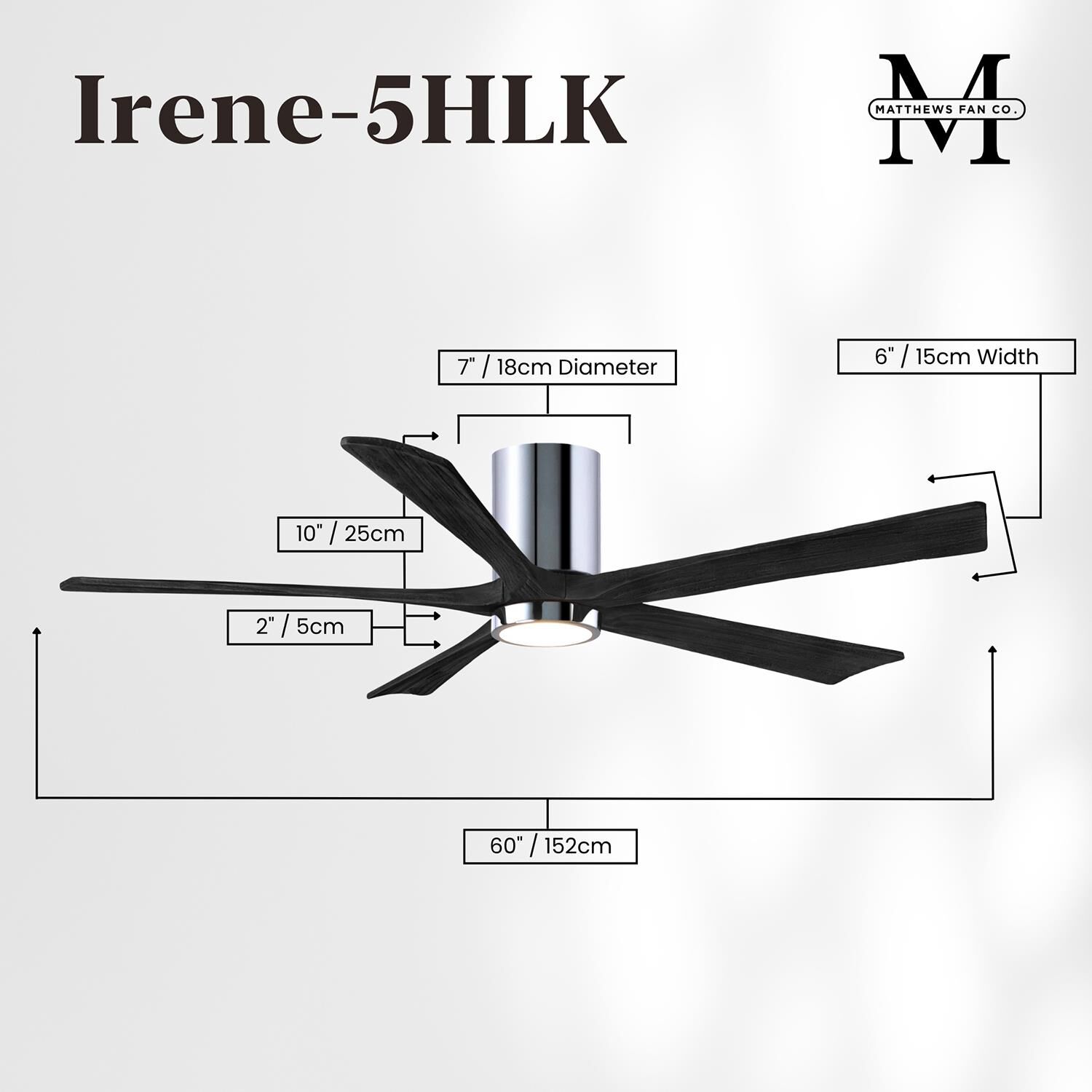 Irene 60 Inch Flush Mount Fan with Light Kit by Matthews Fan Company
