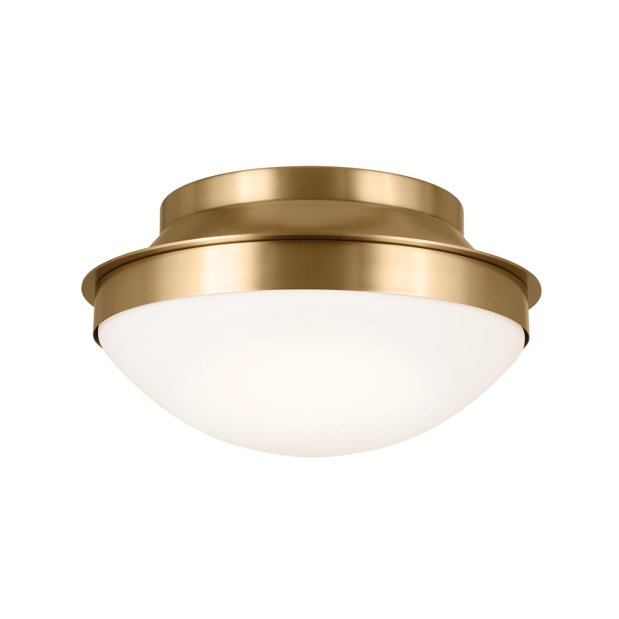 Shown in Brushed Natural Brass finish and Satin Etched Cased Opal glass