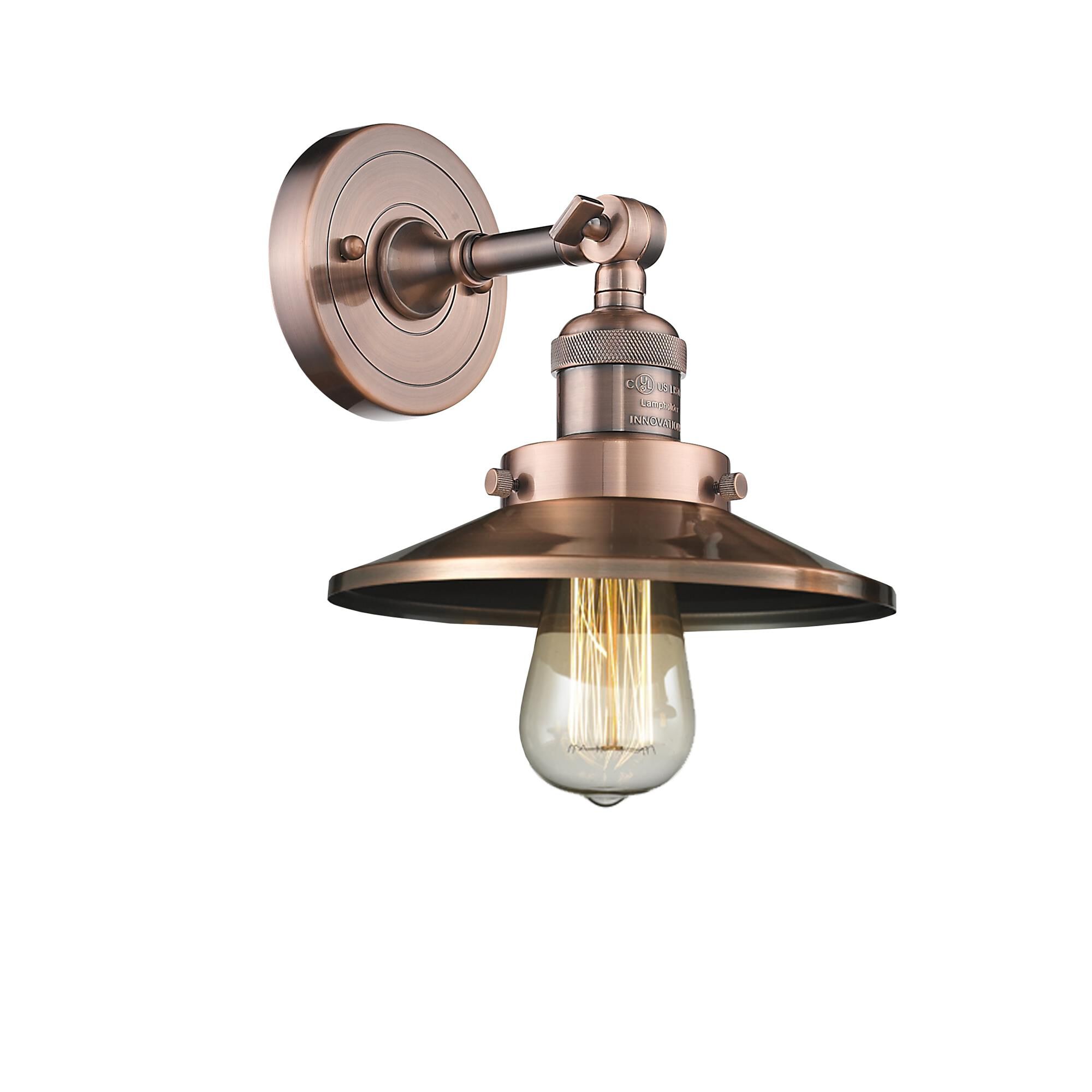 Shown in Antique Copper finish and Antique Copper shade