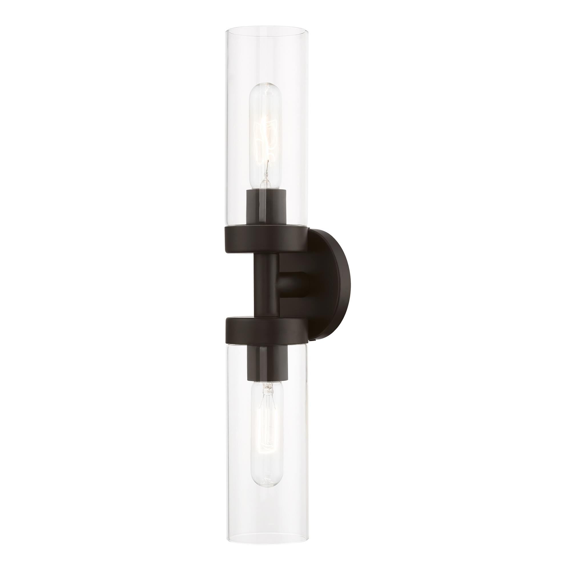 Shown in Bronze finish and Clear glass