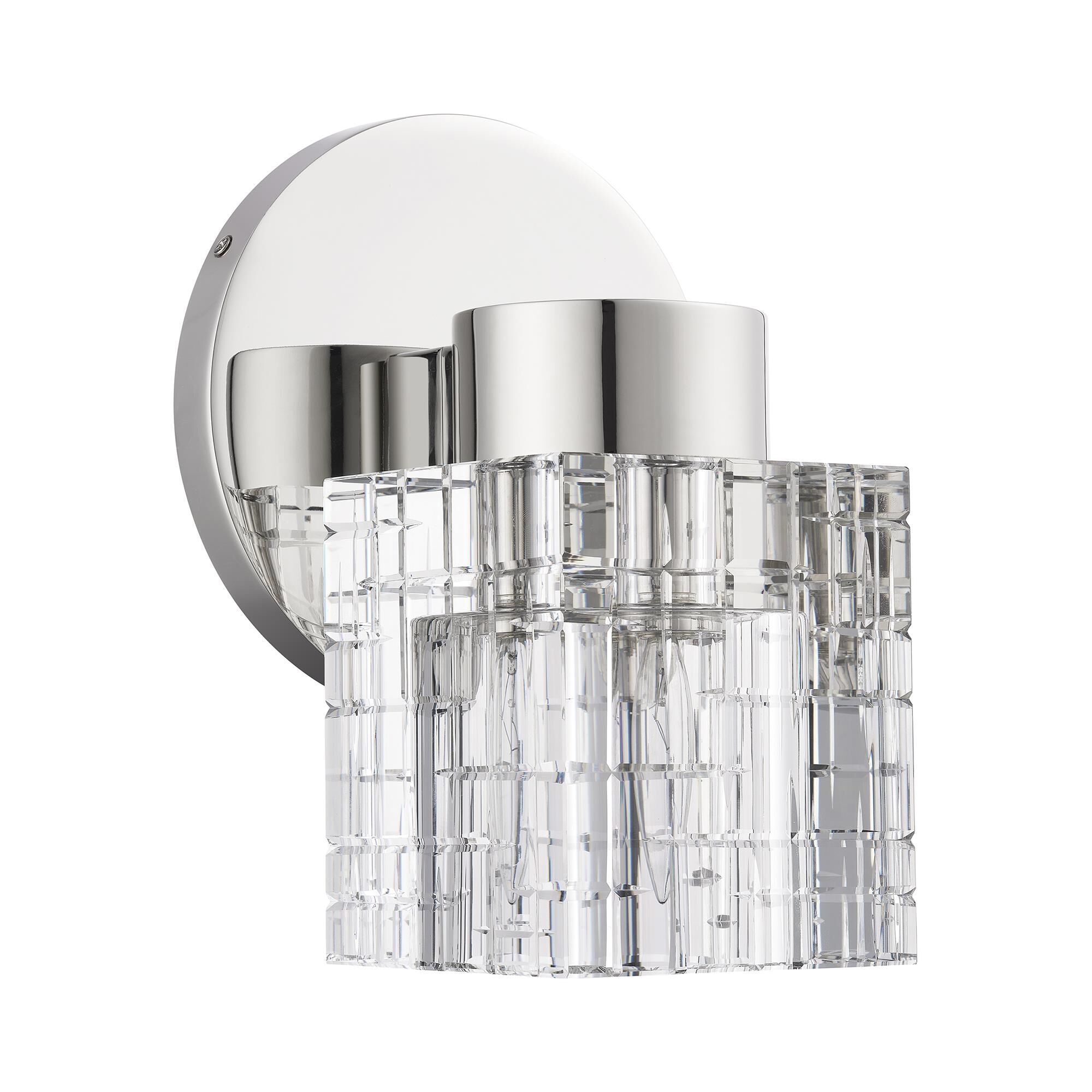 Shown in Polished Nickel finish and Crystal glass