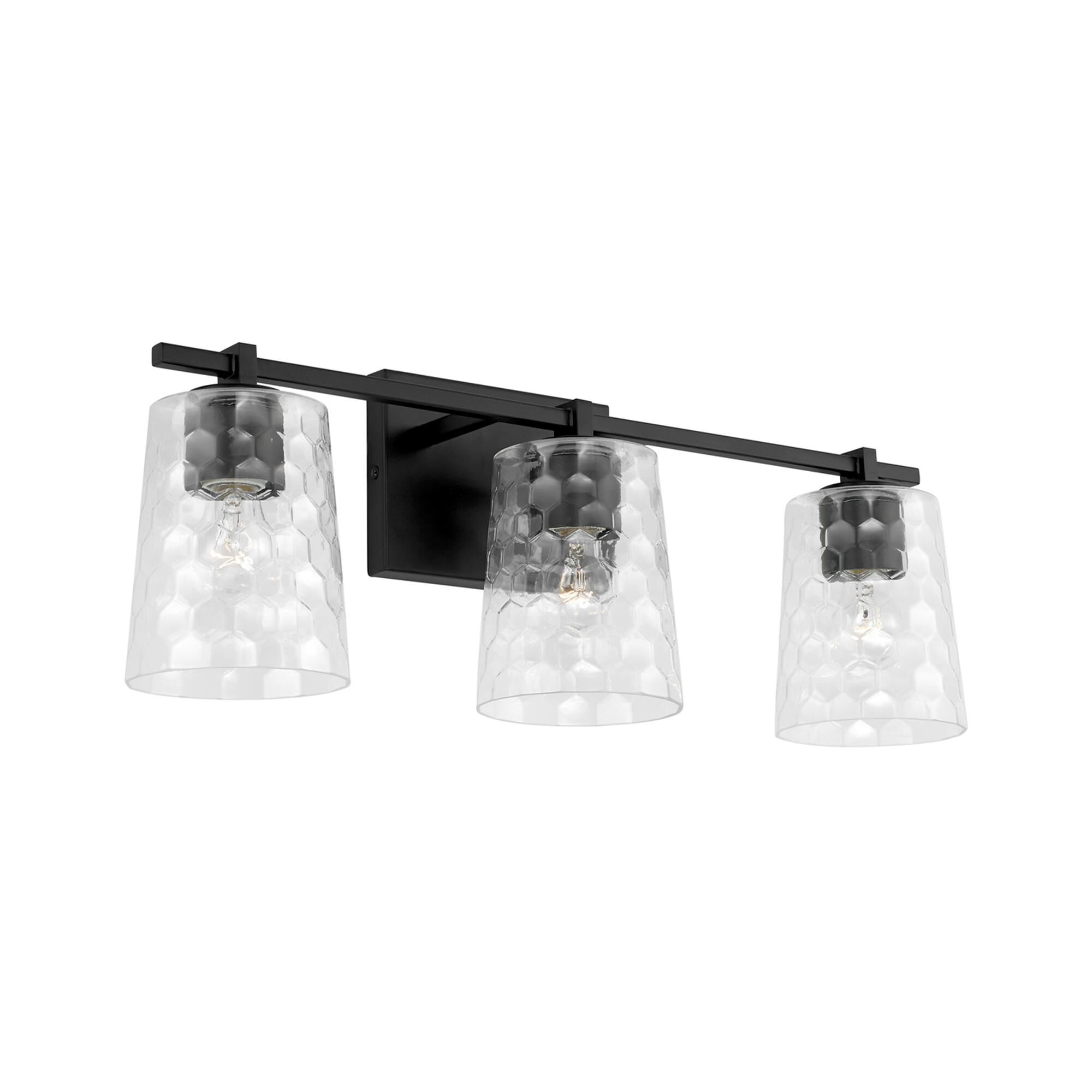 Shown in Matte Black finish and Clear Honeycomb glass