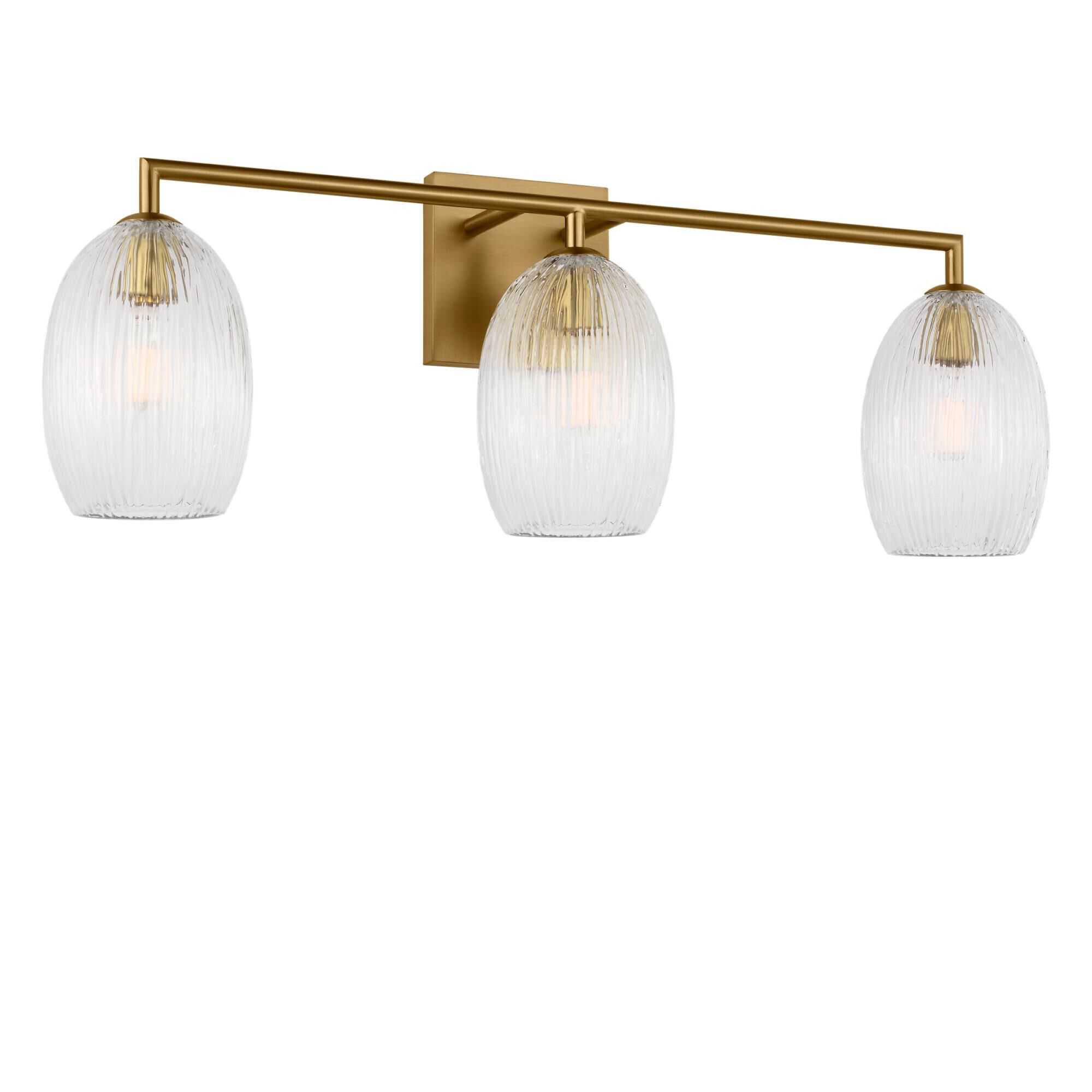 Shown in Burnished Brass finish and Striped Clear glass