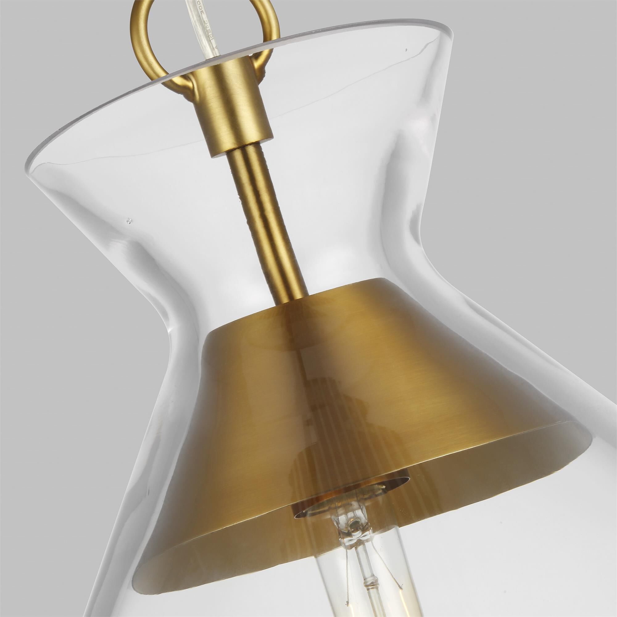 Shown in Burnished Brass finish and Clear glass