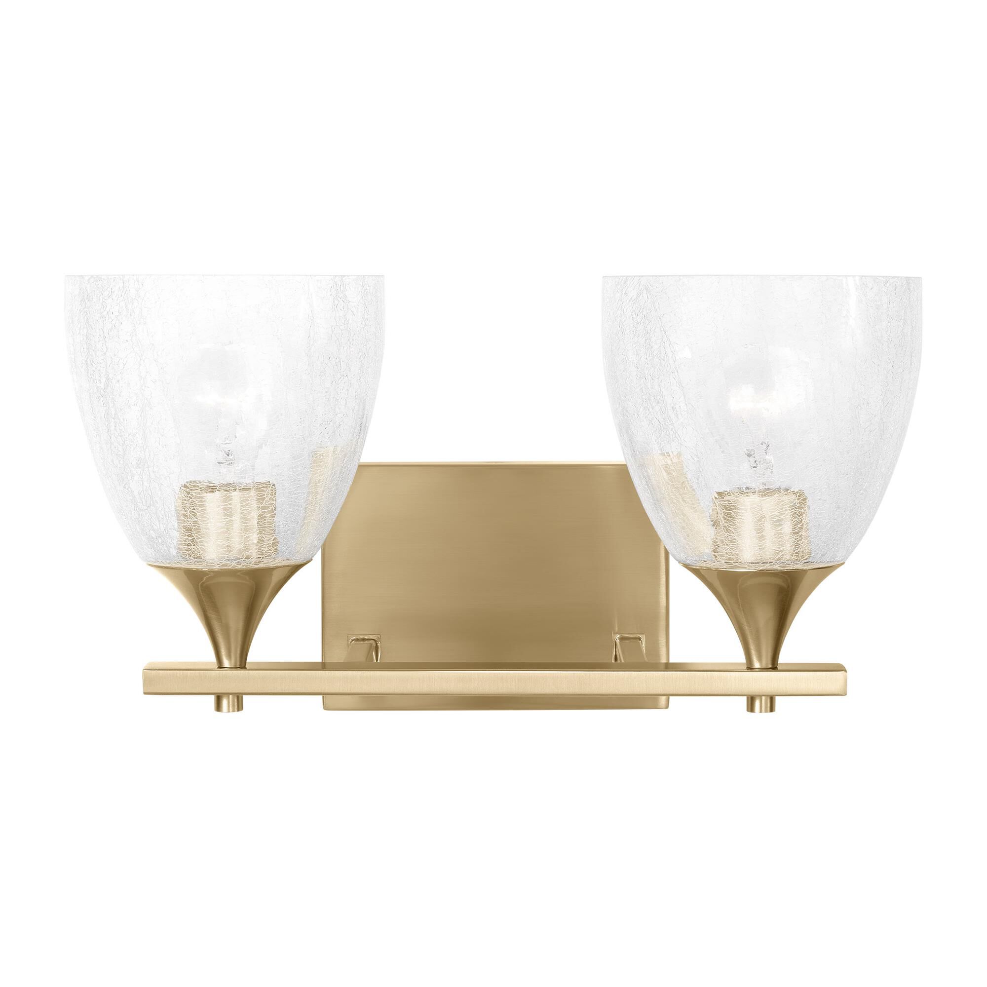 Shown in Satin Brass finish and Clear Crackle glass