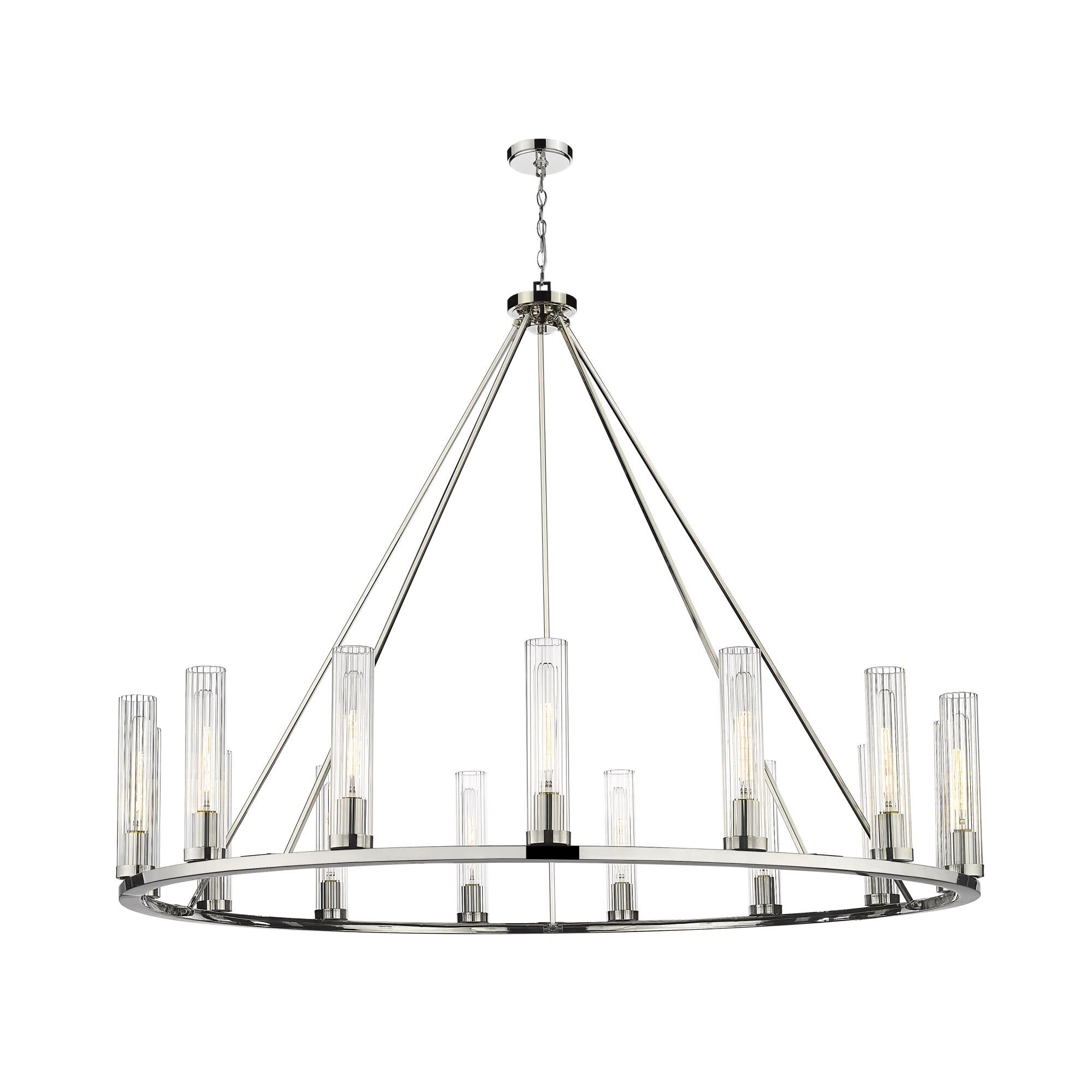 Shown in Polished Nickel finish and Glass shade