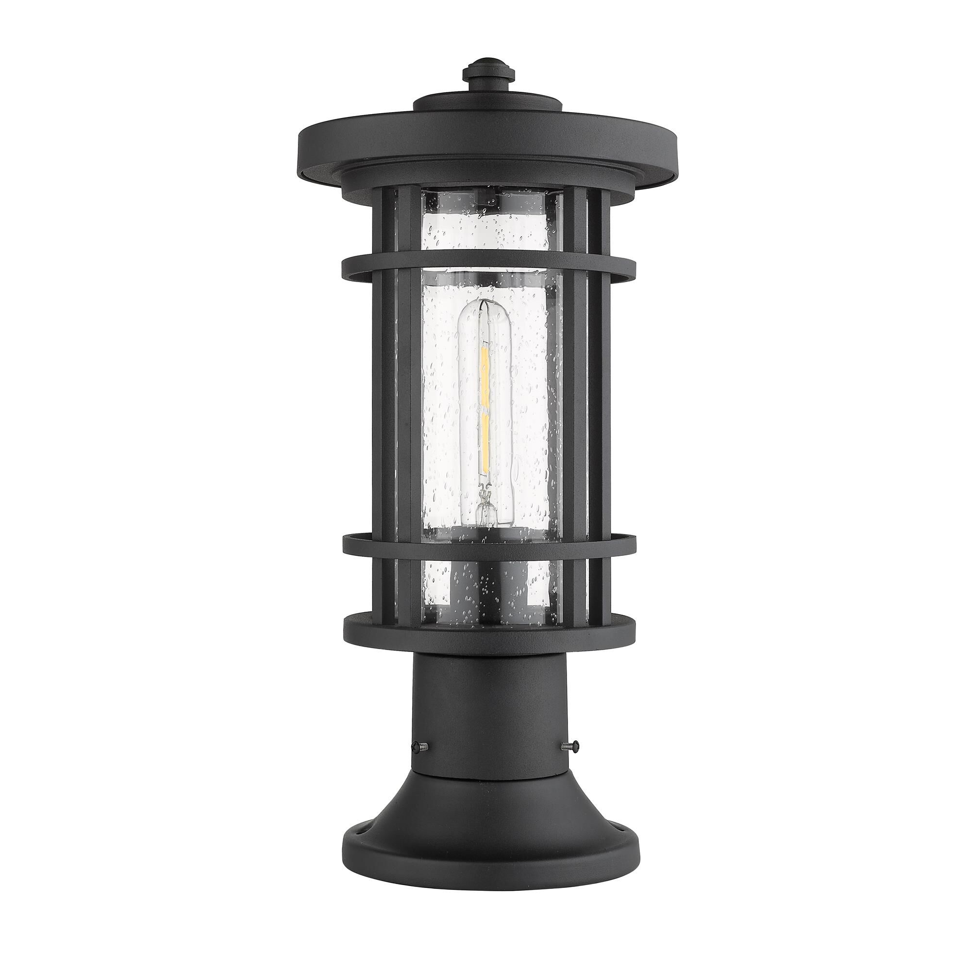 Shown in Black finish and Glass shade