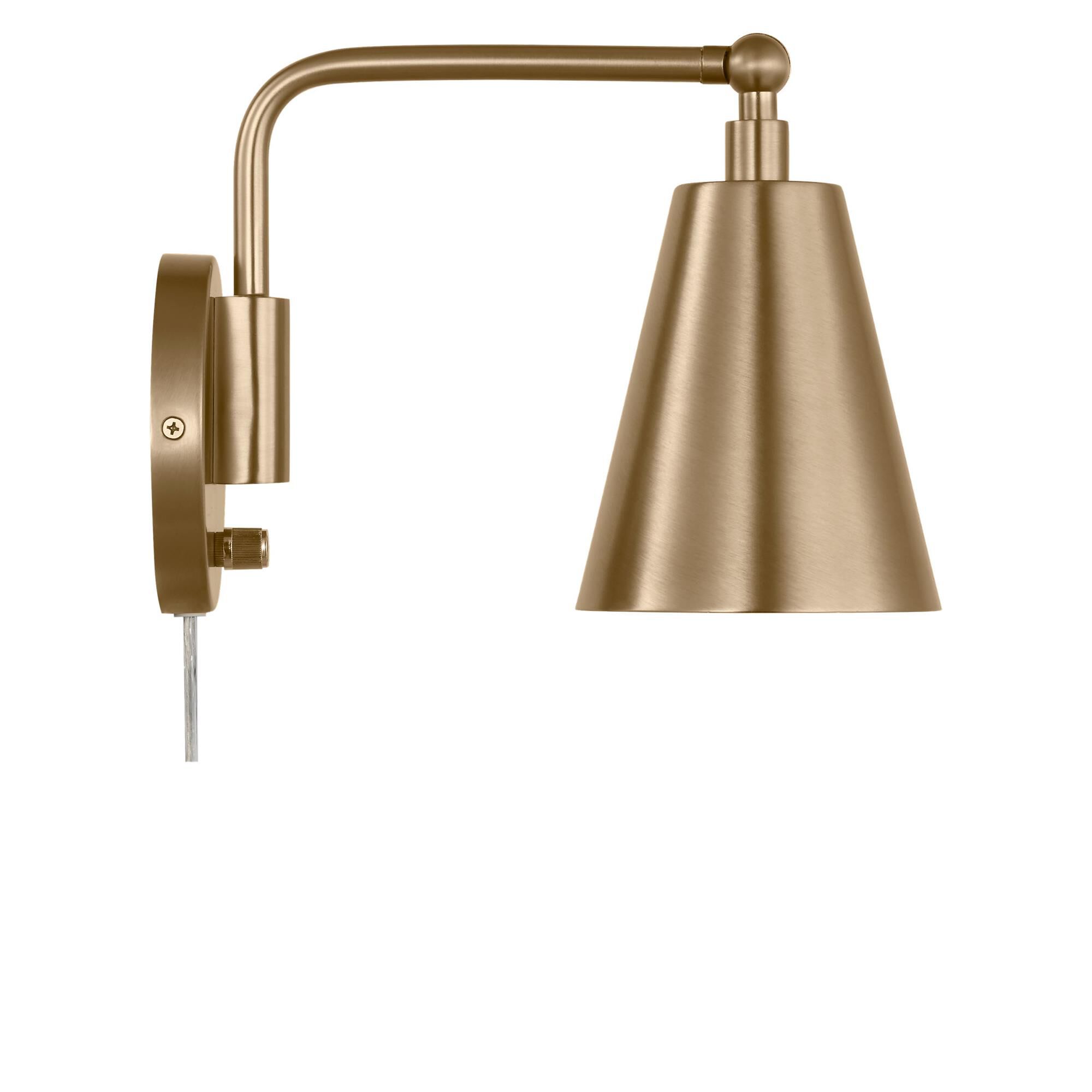 Shown in Satin Brass finish and Steel shade
