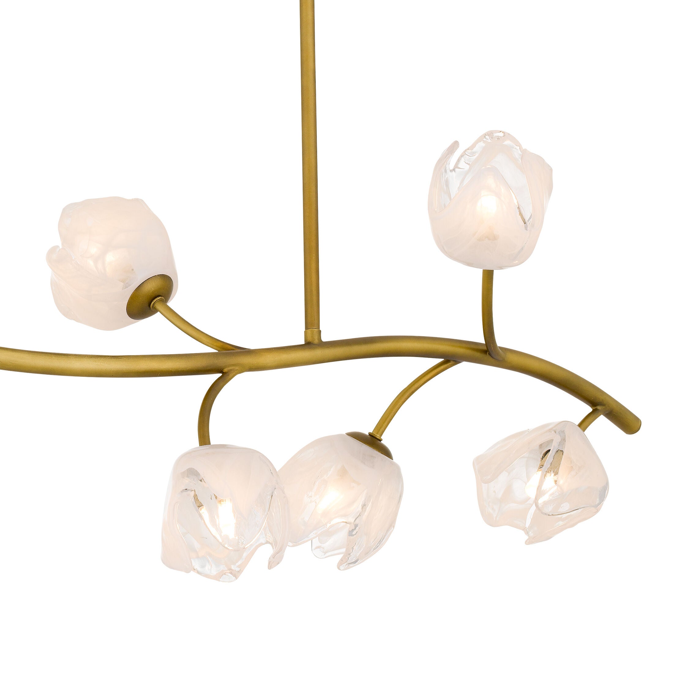Shown in Vintage Brass finish and White Swirl Glass shade