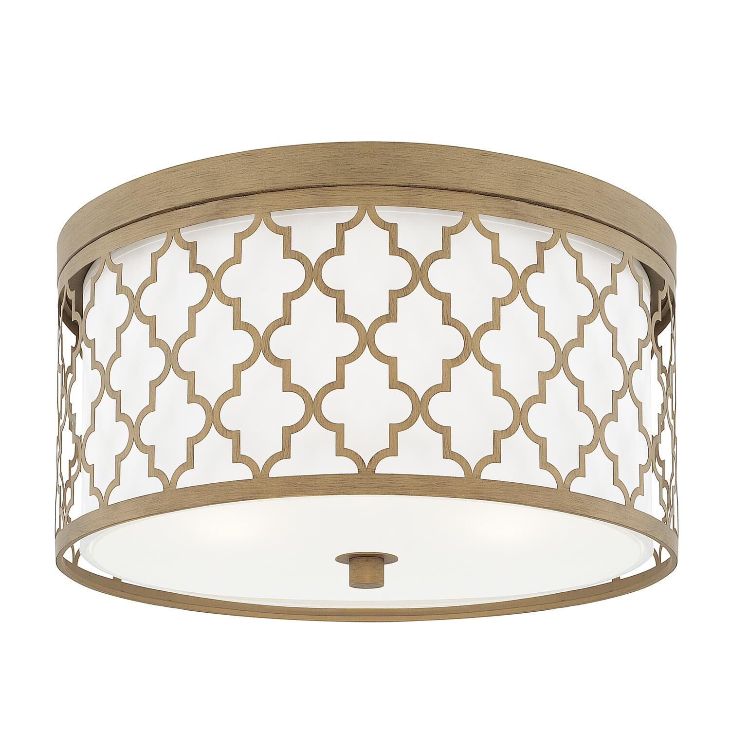 Shown in Brushed Gold finish and diffuser glass and Decorative Fabric : 14.5