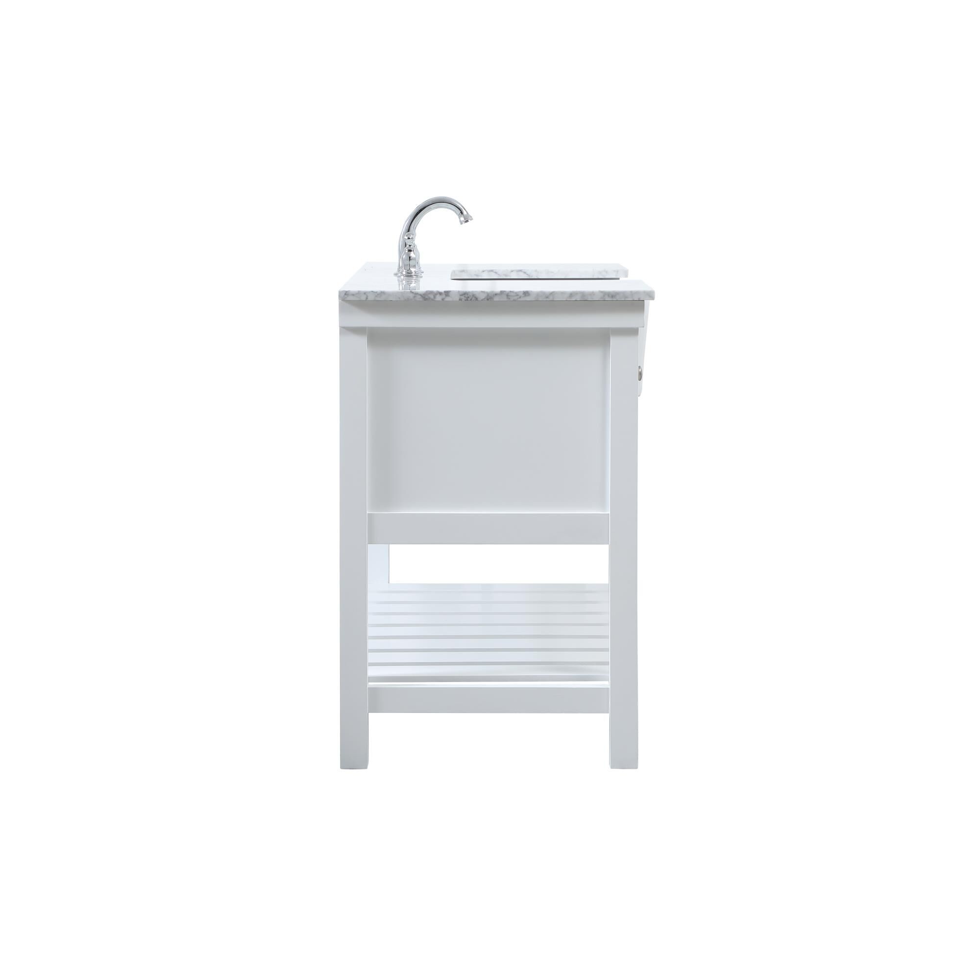 Shown in White finish and Without Backsplash accent