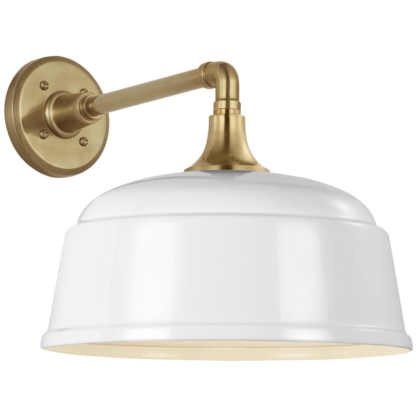 Shown in Hand-Rubbed Antique Brass finish and White Rockhouse shade