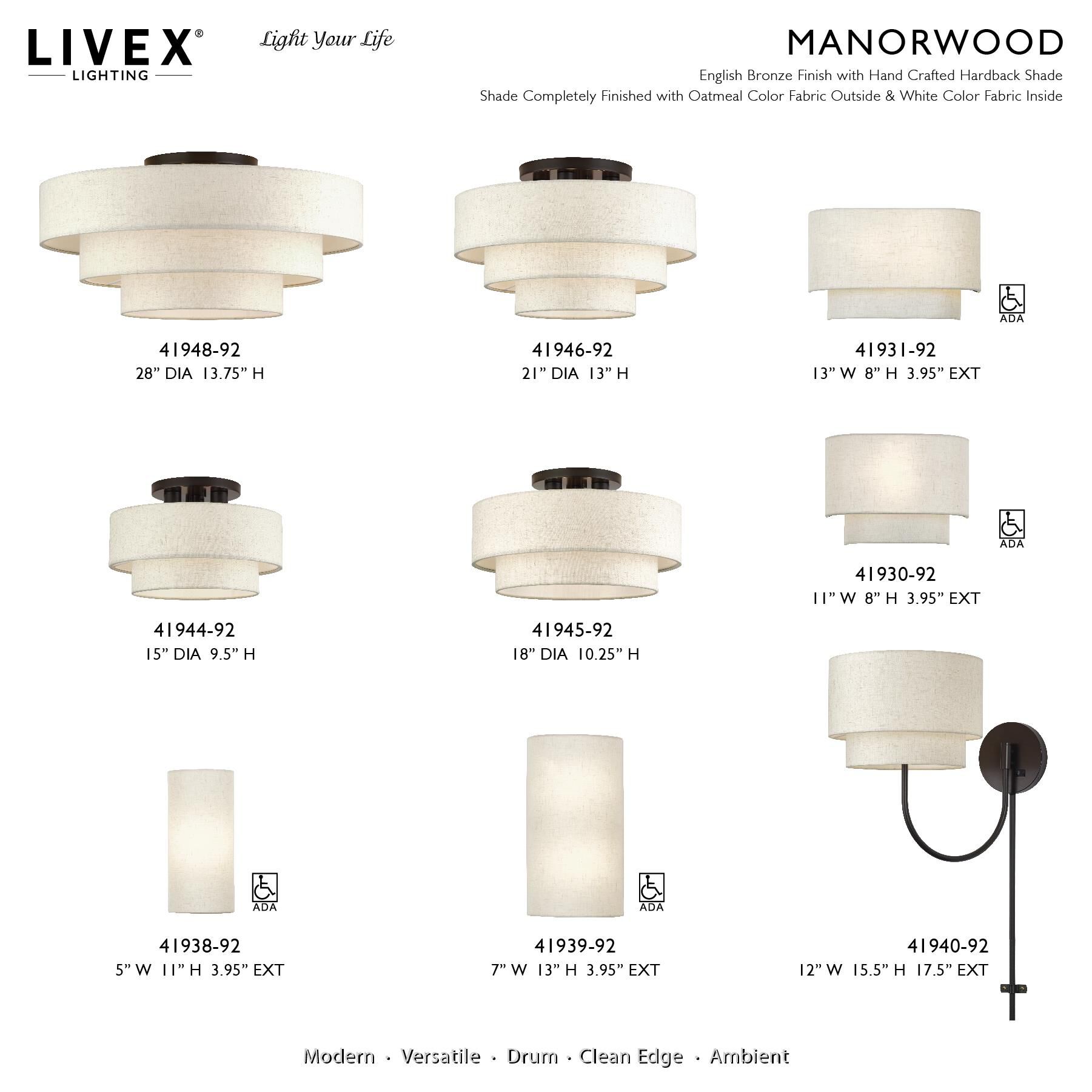 Manorwood 8 Inch Wall Sconce by Livex Lighting