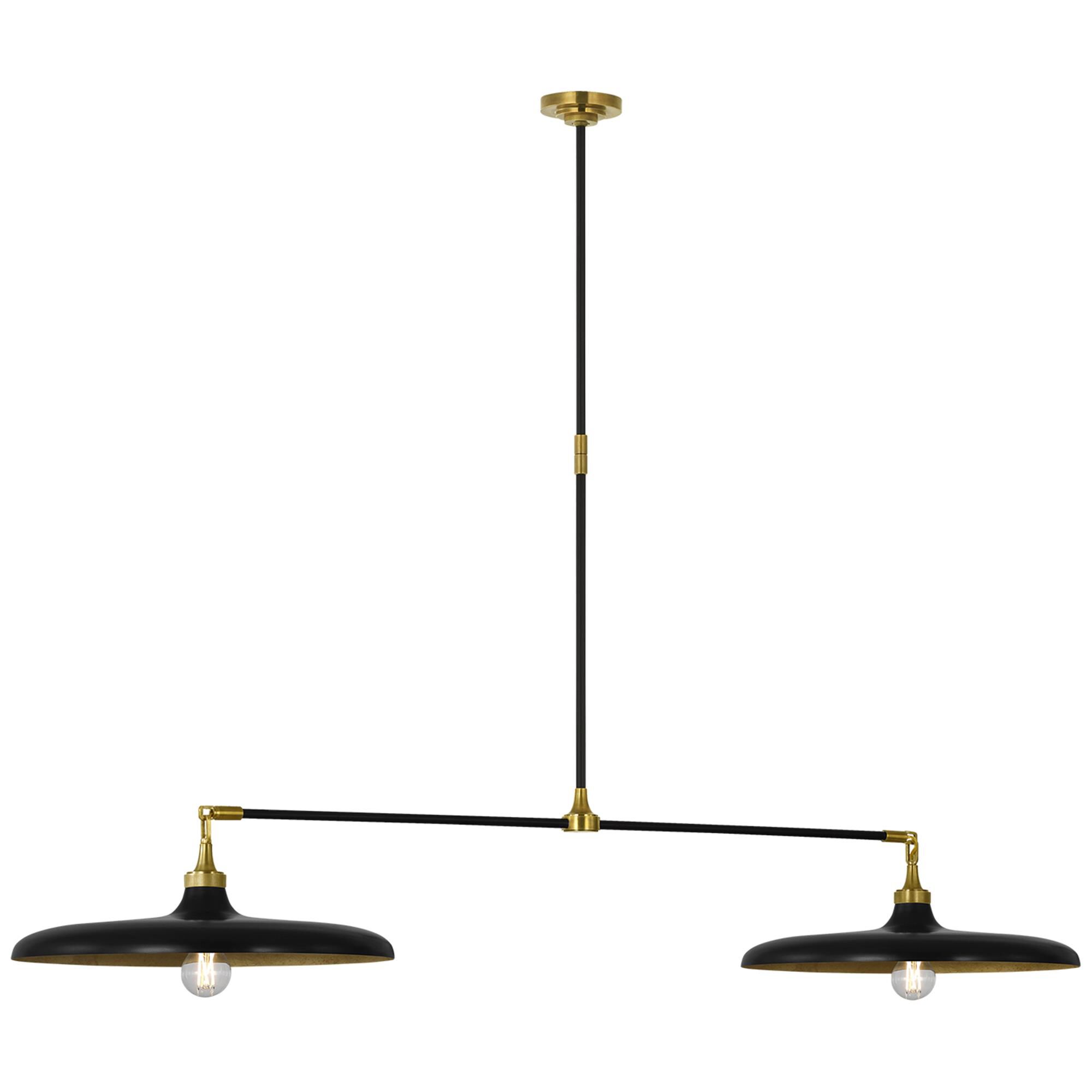 Shown in Hand-Rubbed Antique Brass and Aged Iron finish and Aged Iron shade