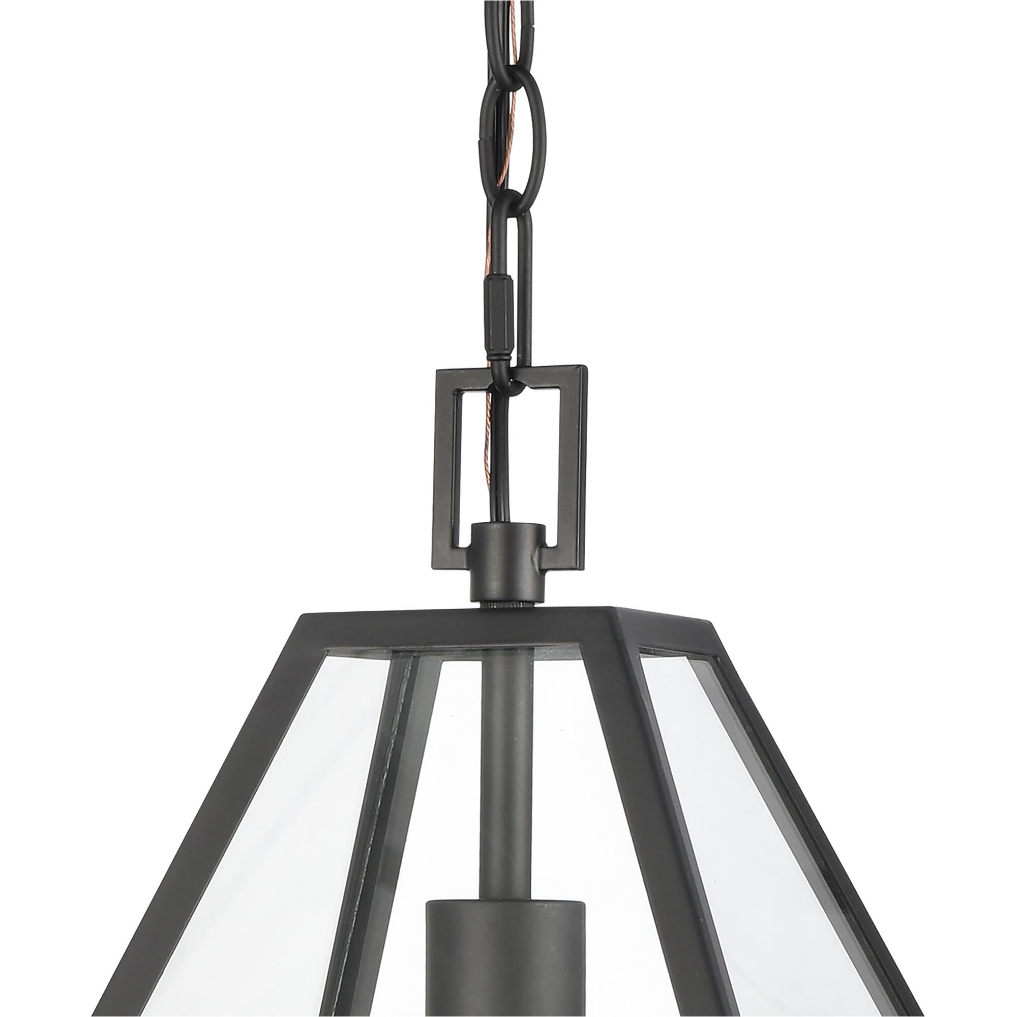 Shown in Black finish and Clear glass