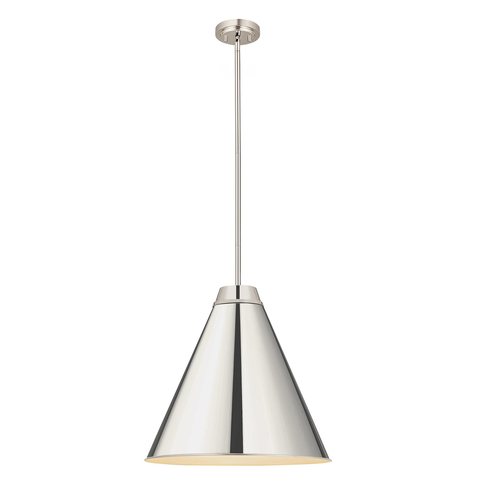 Shown in Polished Nickel finish and Iron glass and Iron shade