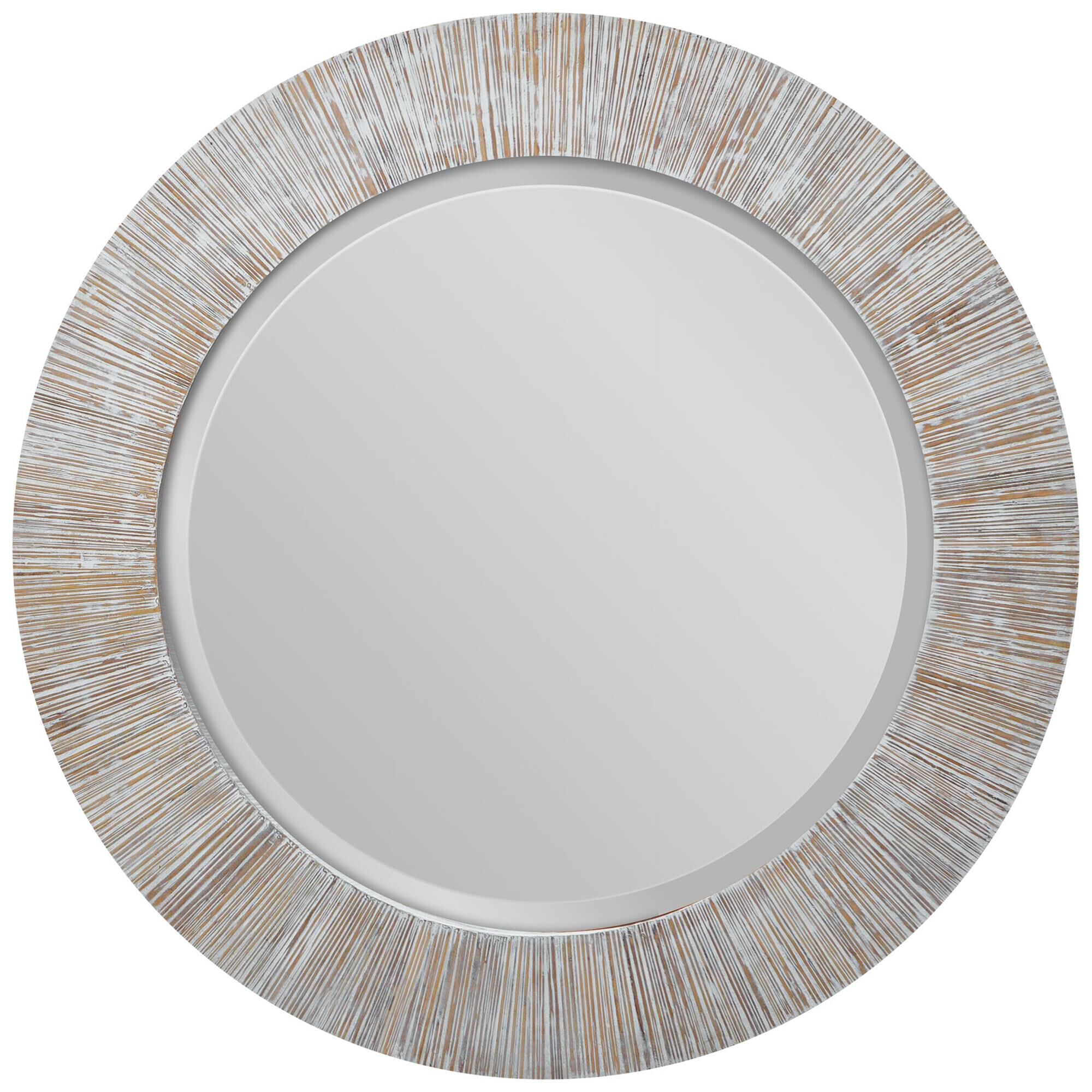 Shown in Relaxed Yet Refined, This Round Mirror Sports A Natural Bamboo Frame Accentuated By A Heavily Rubbed finish