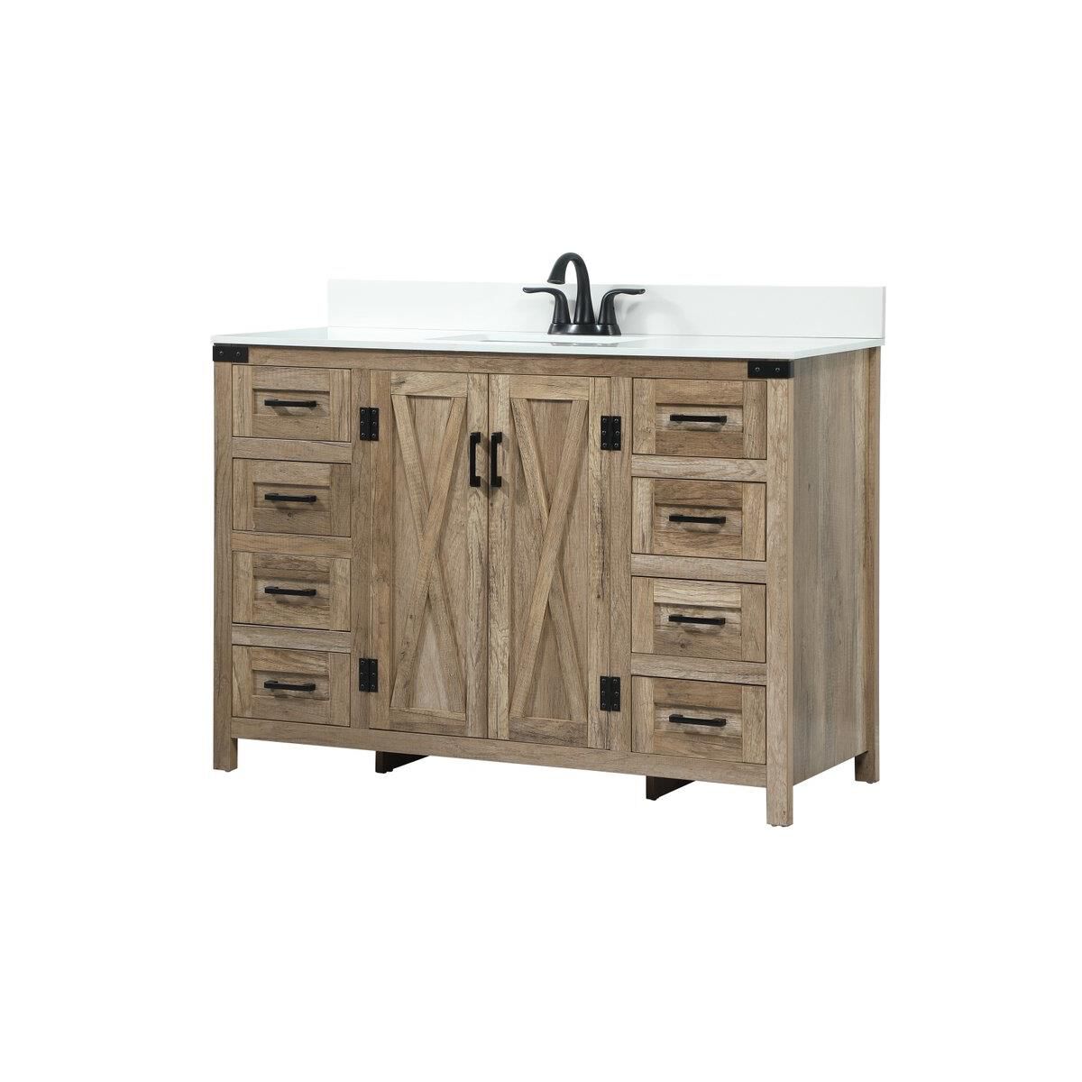 Shown in Natural Oak finish and With Backsplash accent