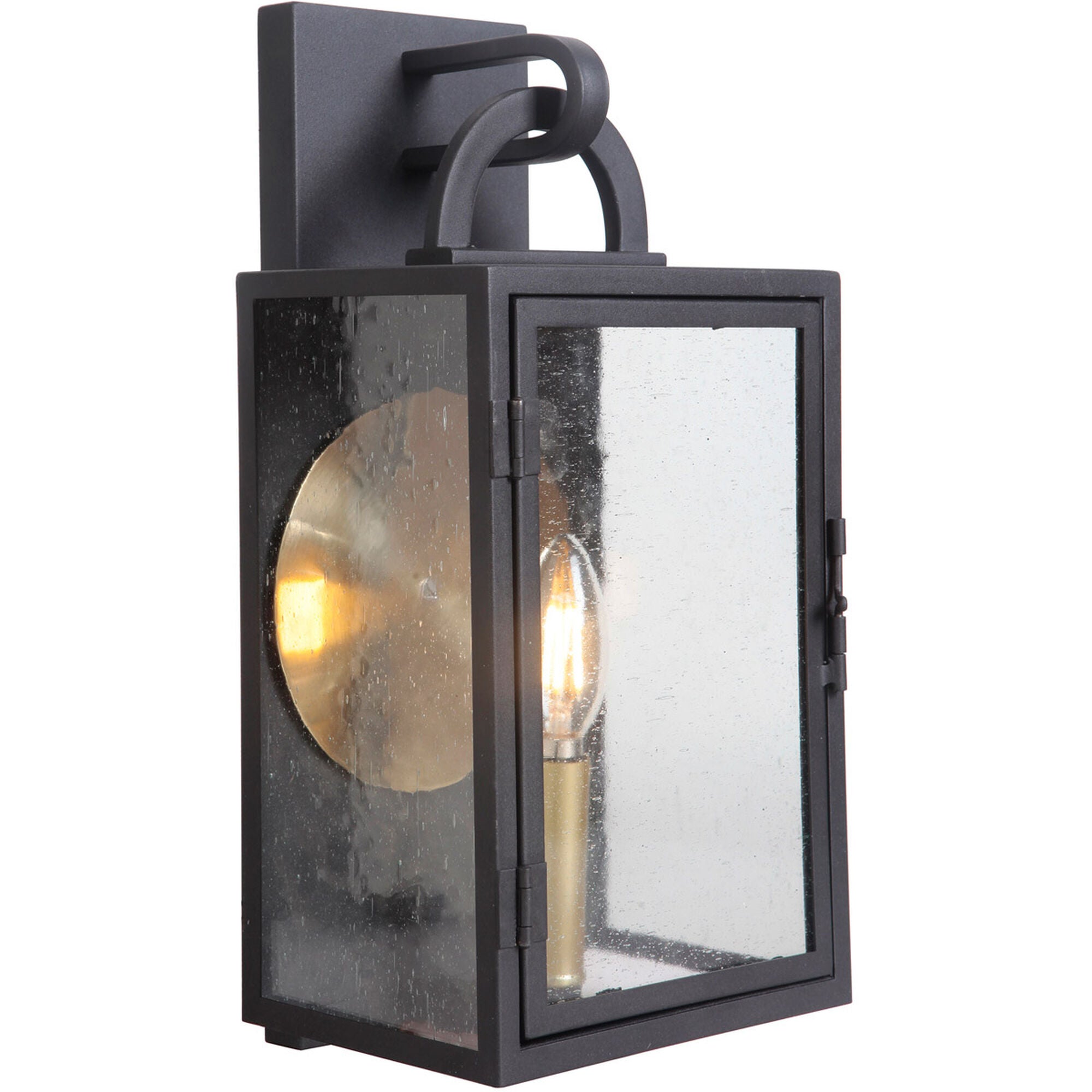 Shown in Textured Matte Black finish and Yes glass and Yes shade and Rectangle accent