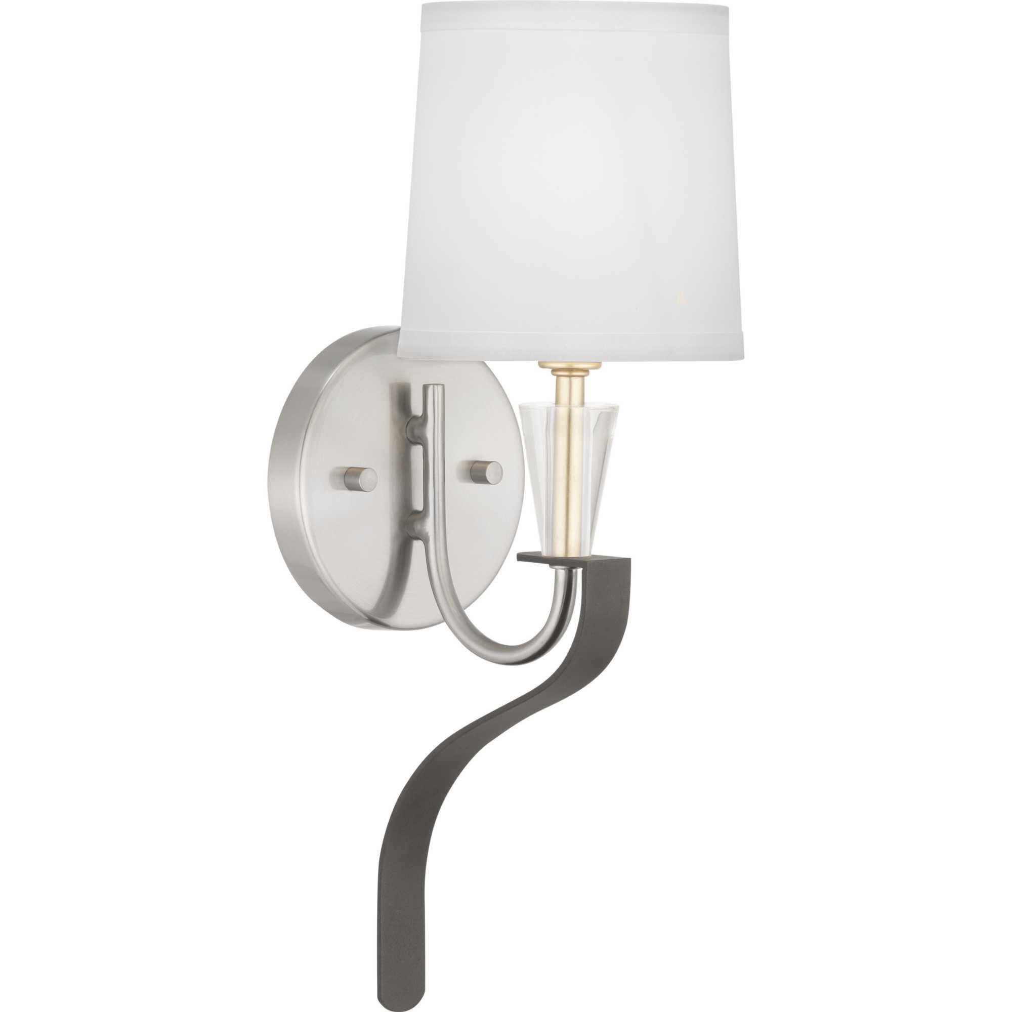 Shown in Brushed Nickel finish and White glass and Silk shade