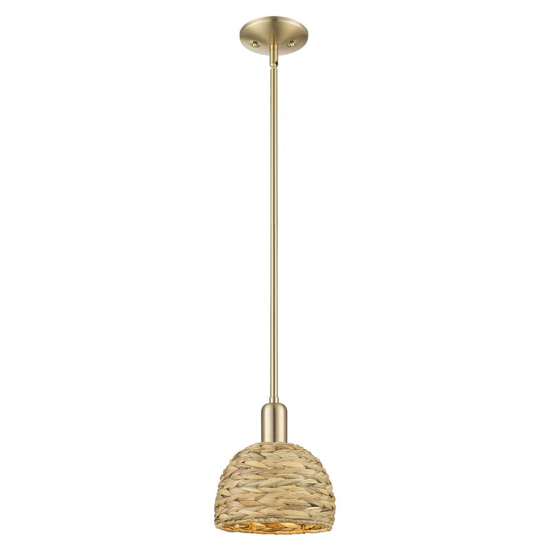 Bruno Marashlian Woven Rattan 8 Inch Mini Pendant by Innovations Lighting