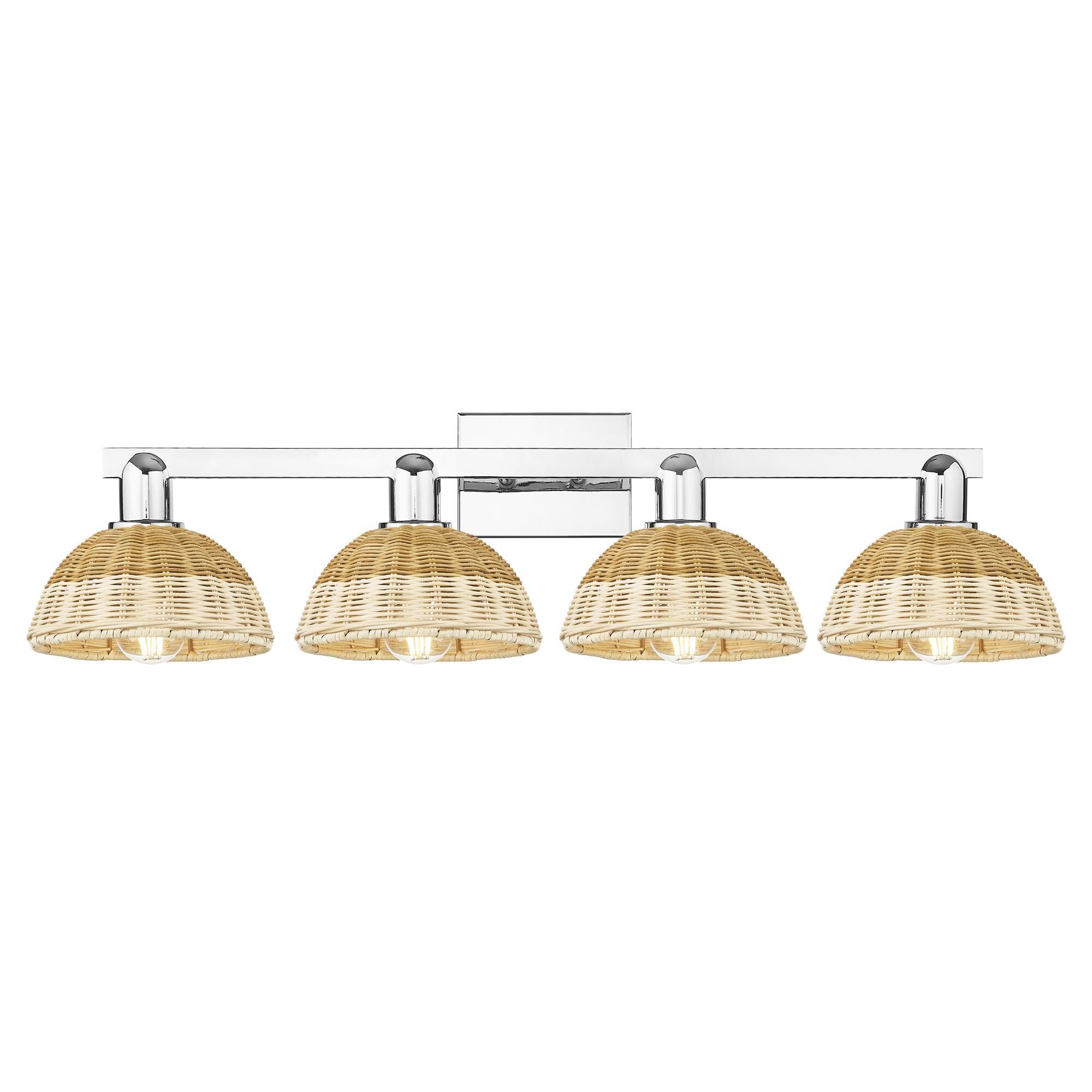 Shown in Polished Chrome finish and Natural Fiber shade