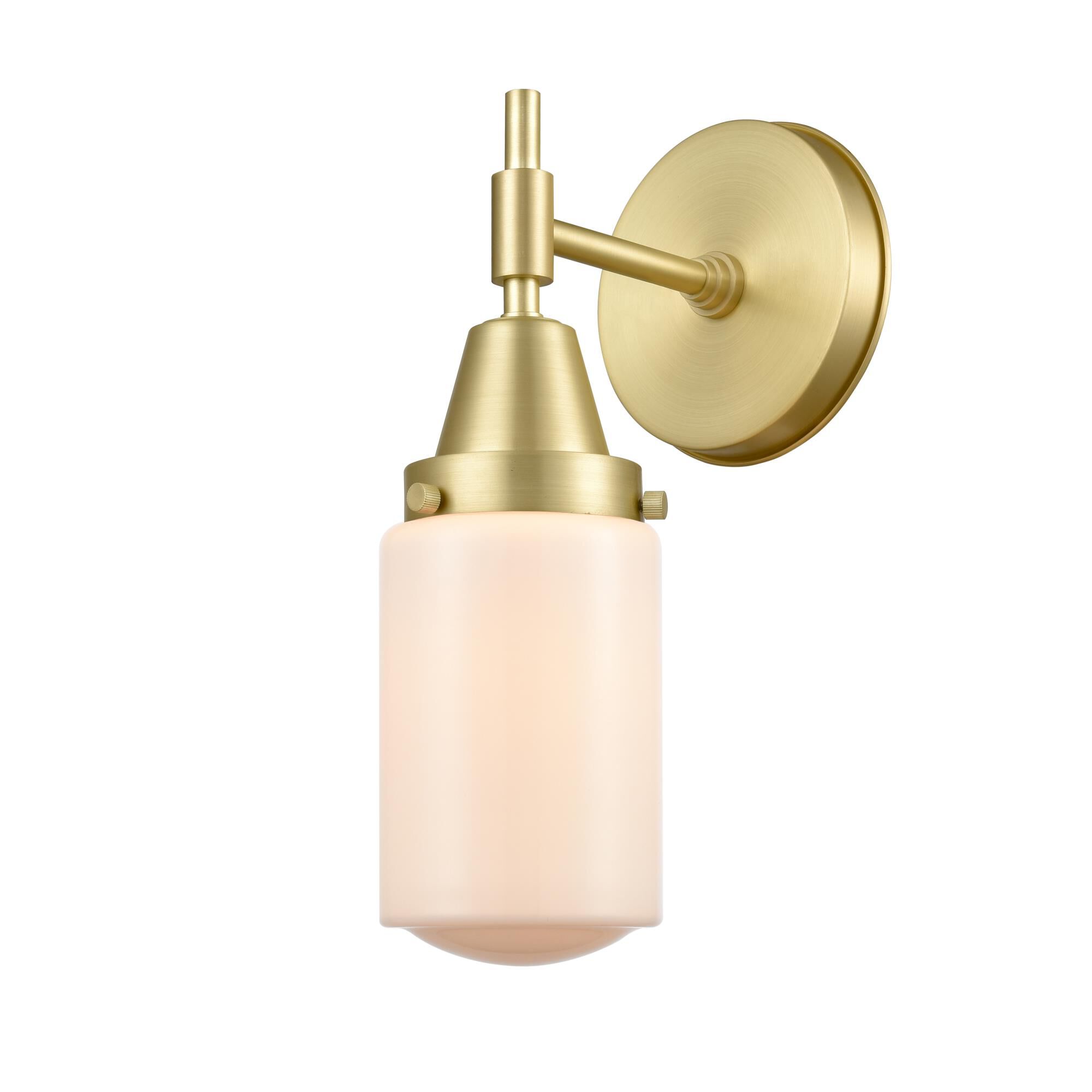 Shown in Satin Brass finish and Matte White Cased Large Cone glass