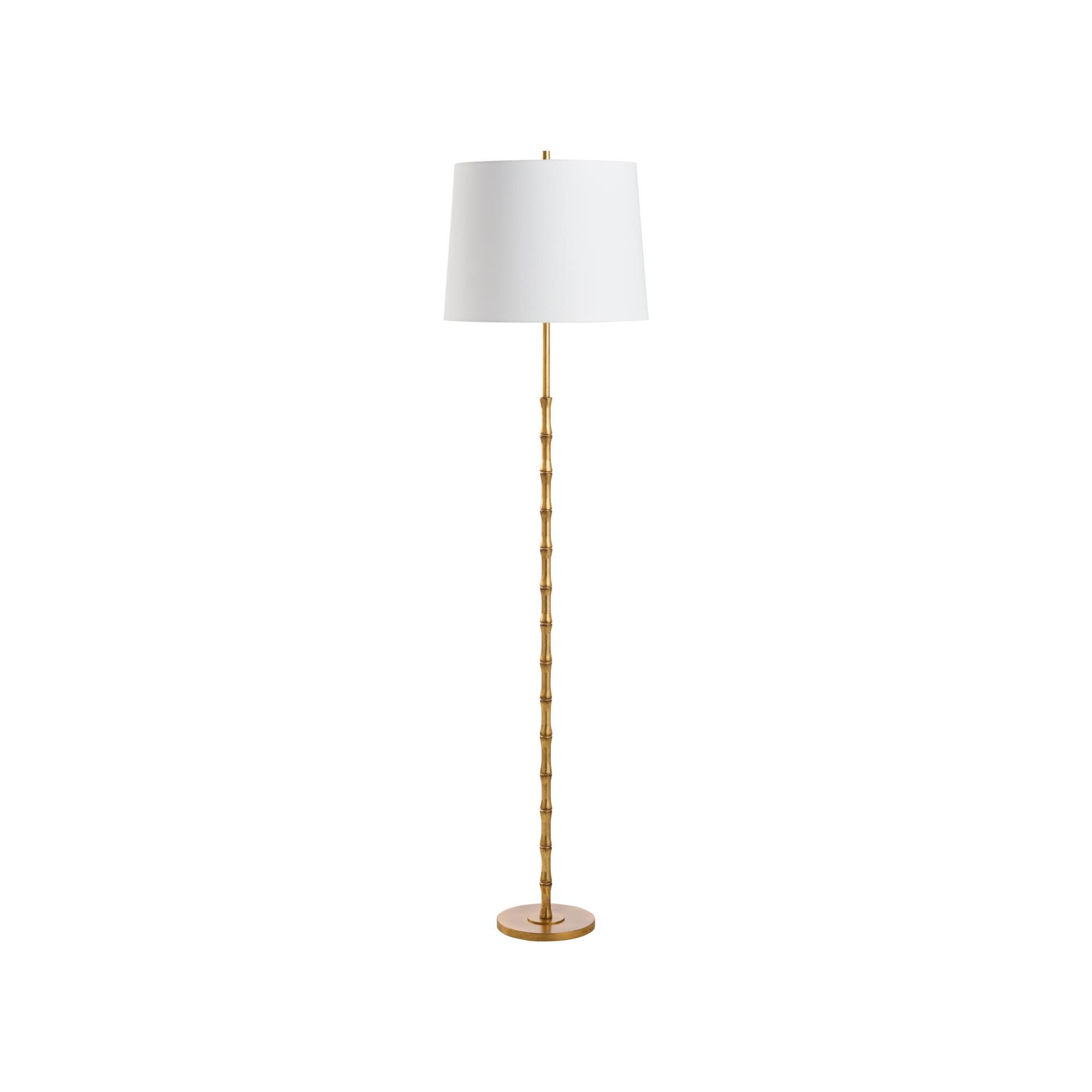 Shown in Gold finish and Linen shade