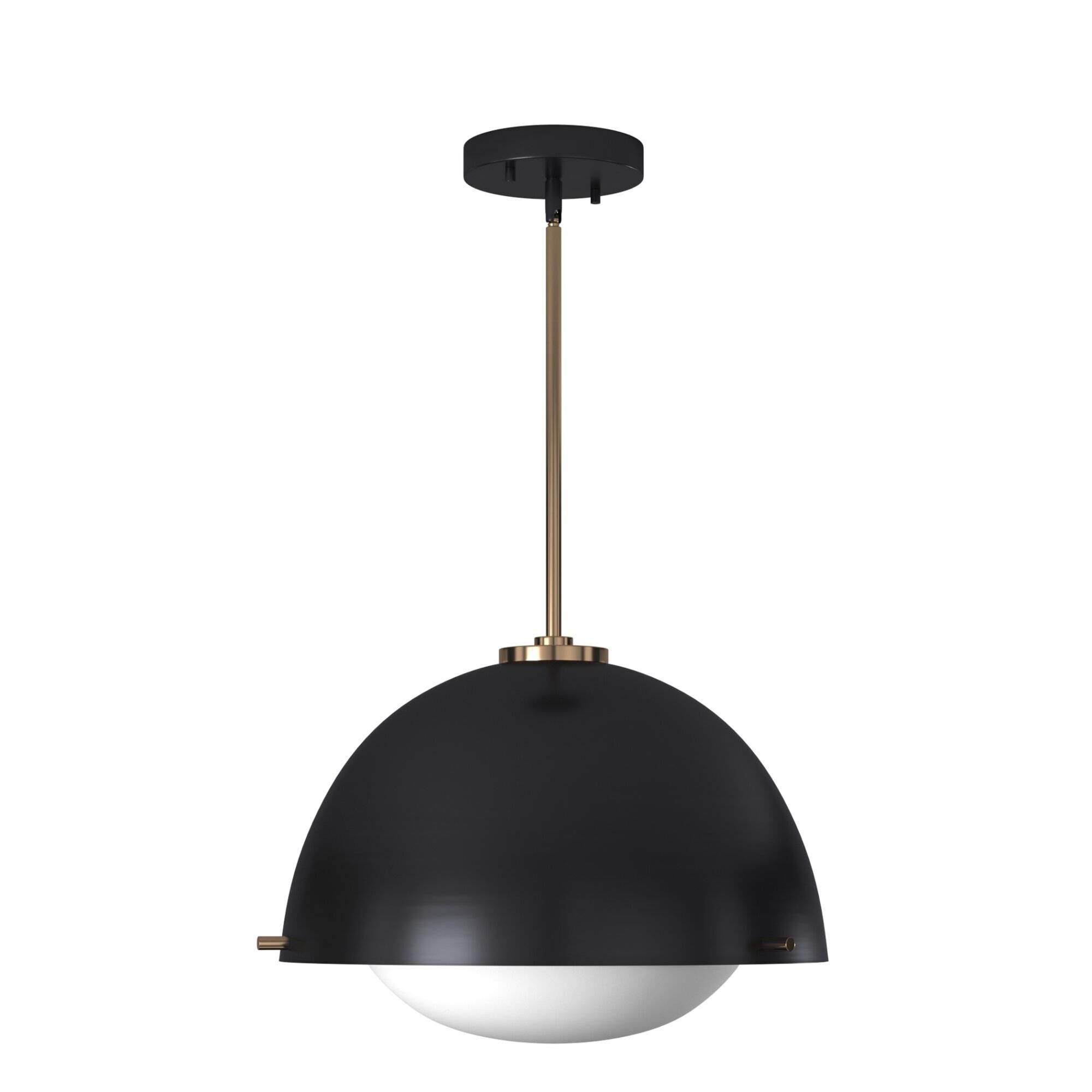 Shown in Matte Black with Brass Accents finish and Opal Artisan glass