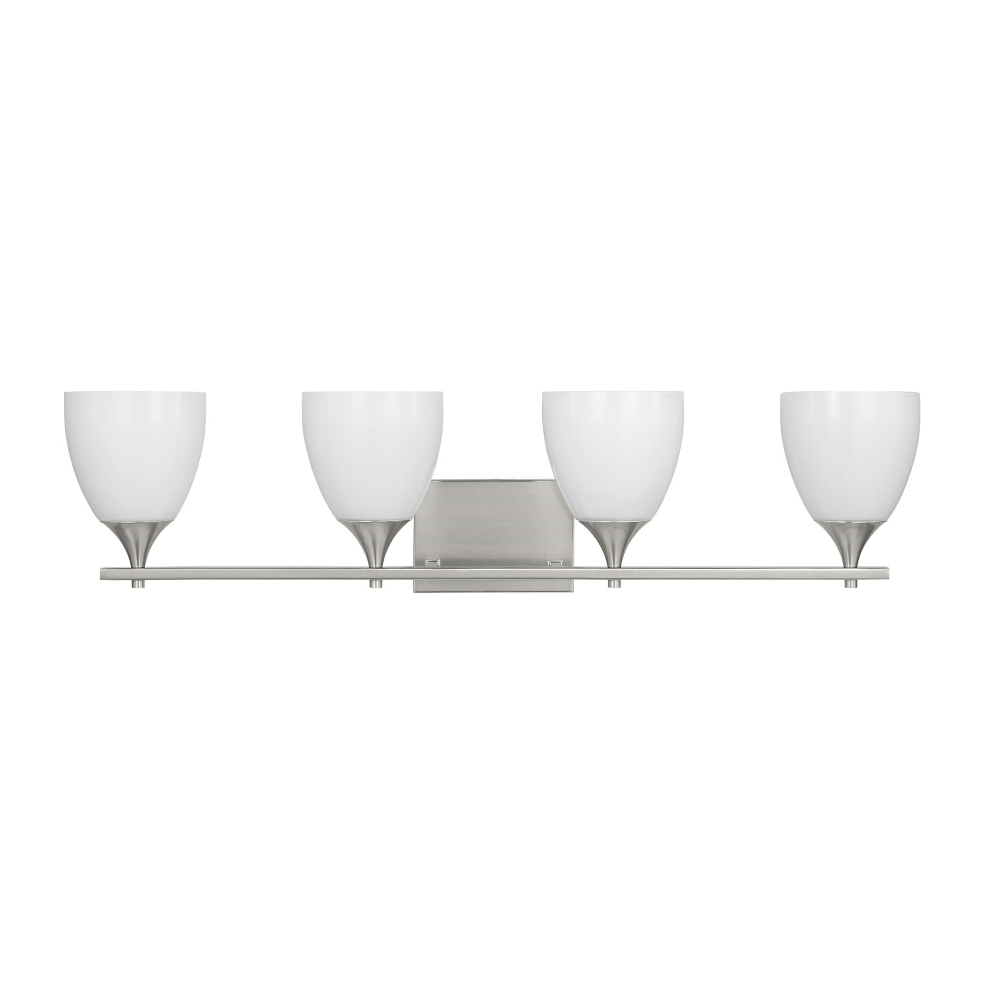 Shown in Brushed Steel finish and Milk Glass s shade