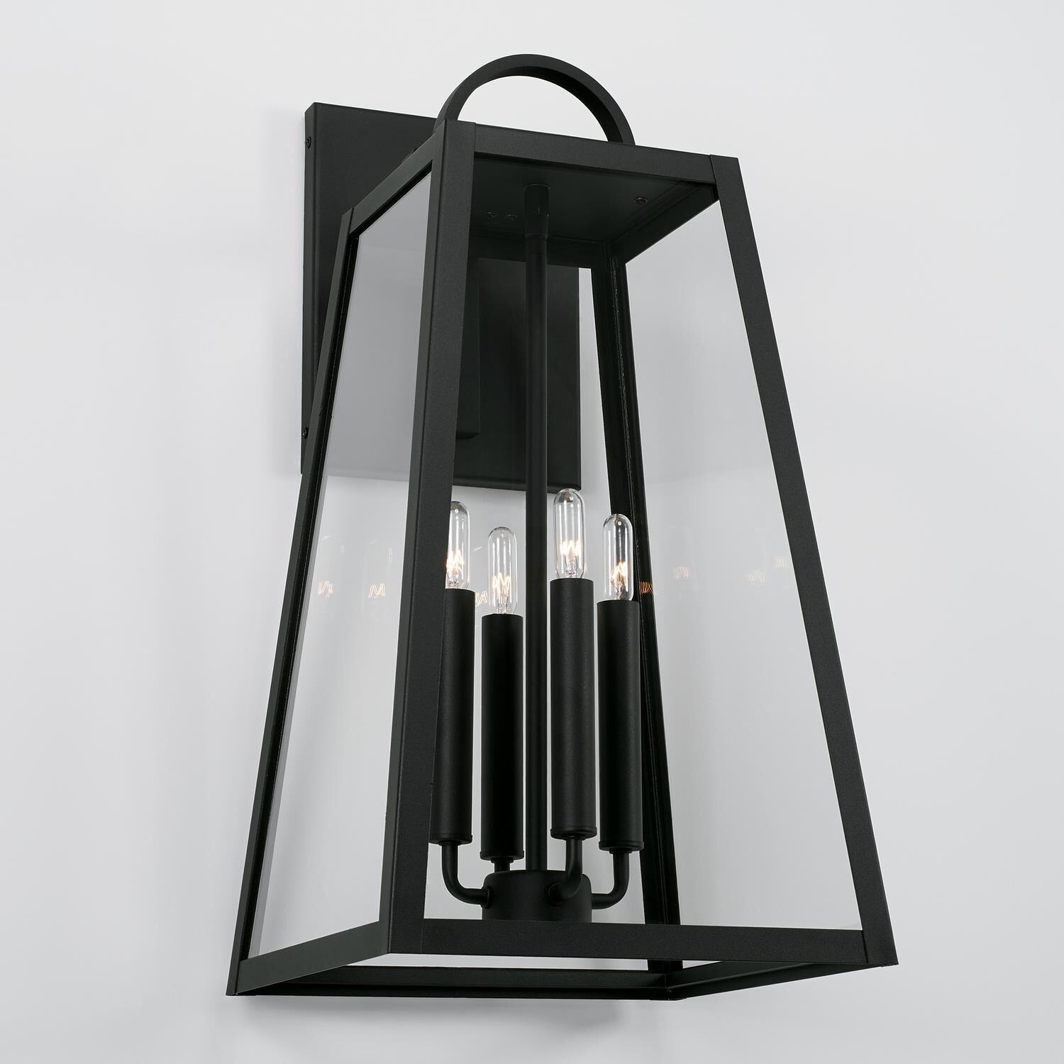 Shown in Black finish and Clear glass