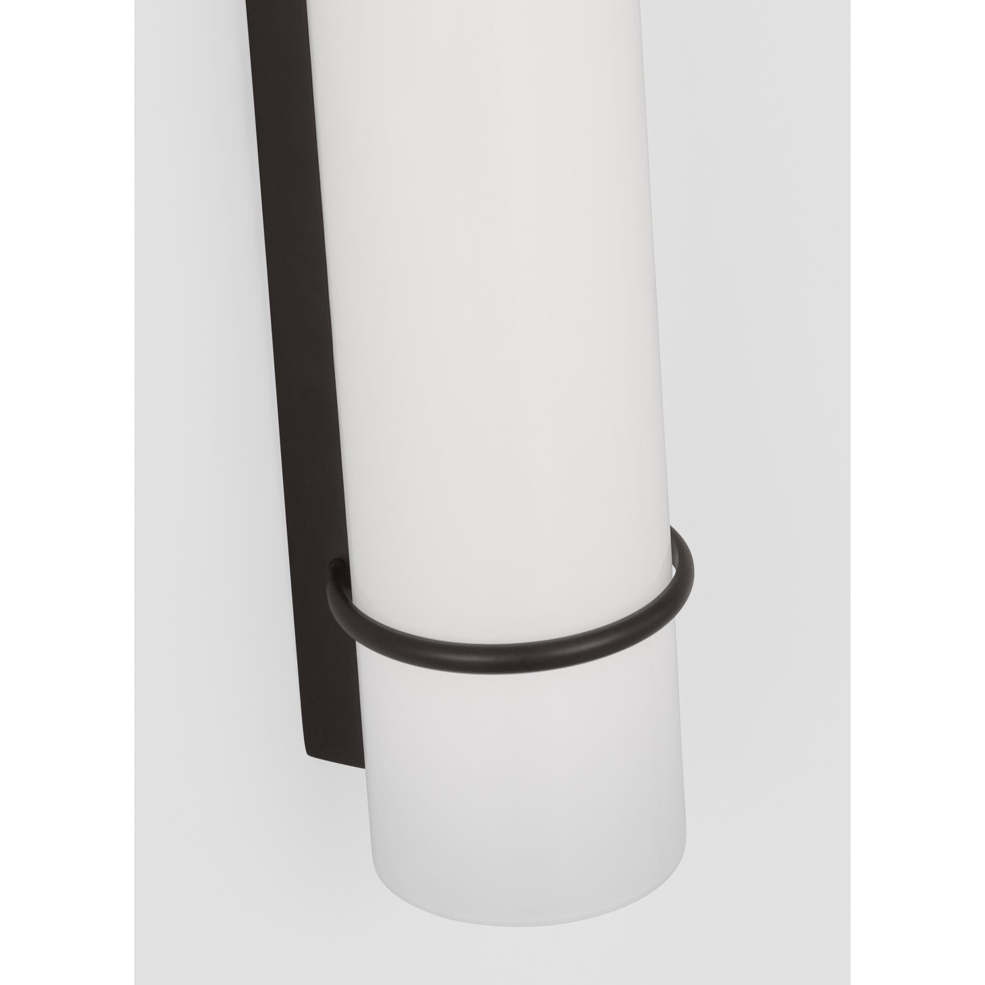 Shown in Aged Iron finish and Milk glass