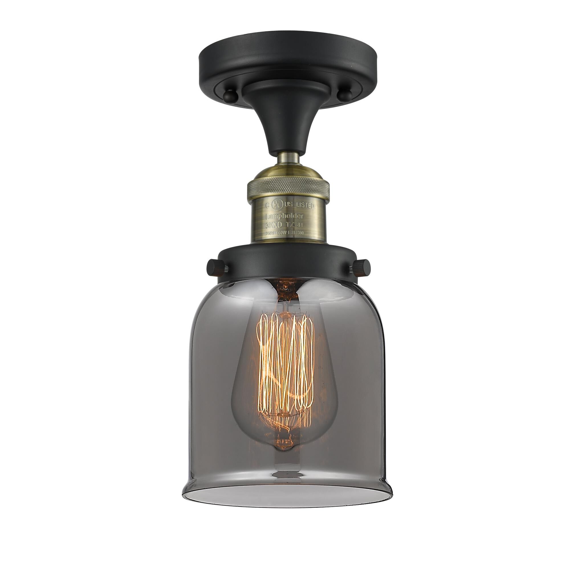 Shown in Black Antique Brass finish and Plated Smoked glass