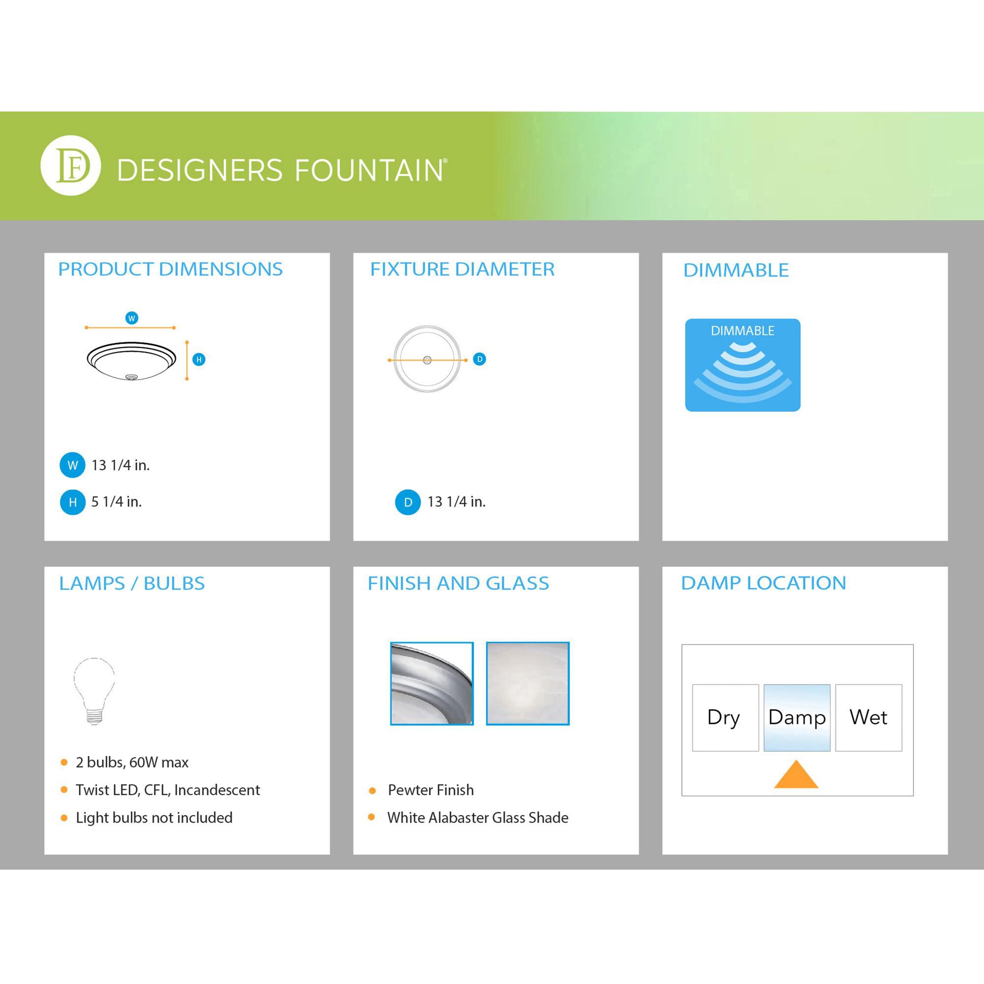 Shown in Pewter finish and White Alabaster glass