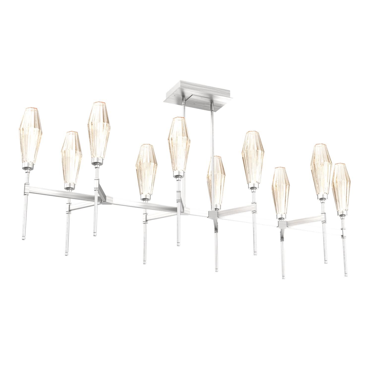 Shown in Satin Nickel finish and Optic Rib Amber glass