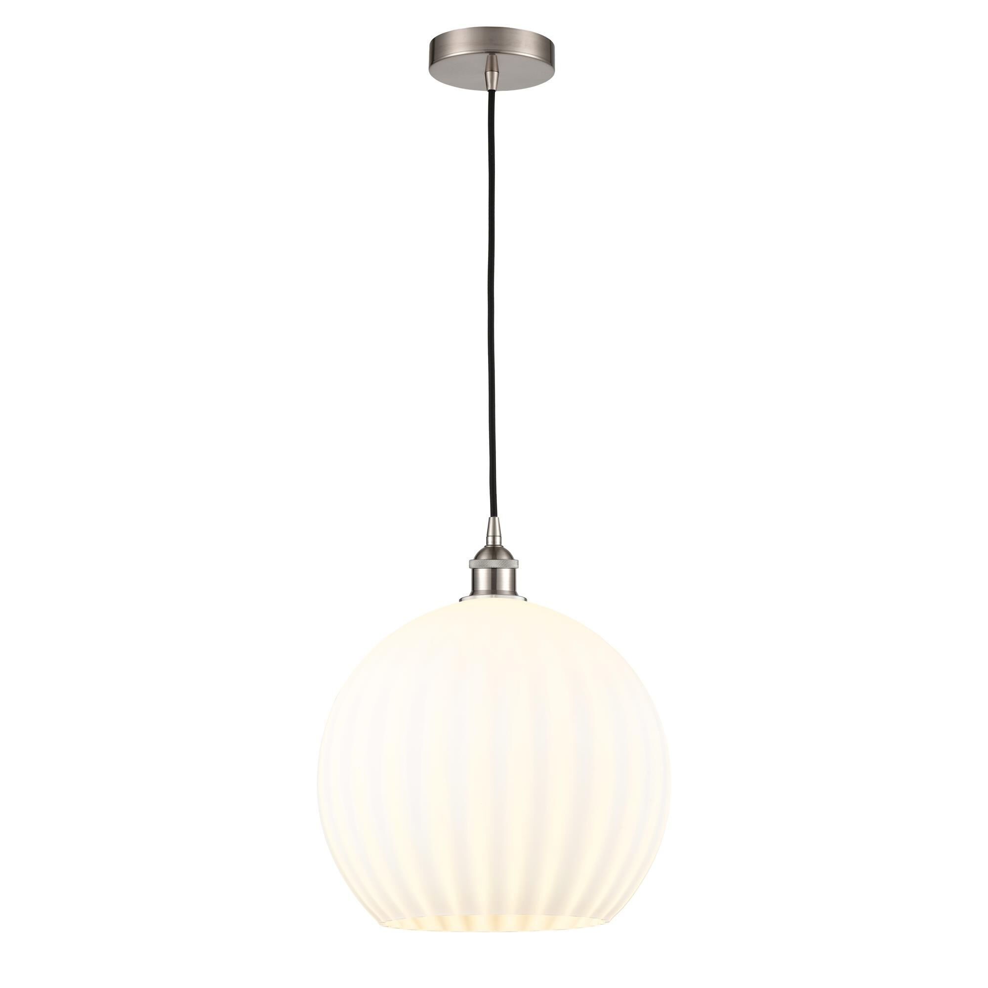 Shown in Brushed Satin Nickel finish and White Venetian glass