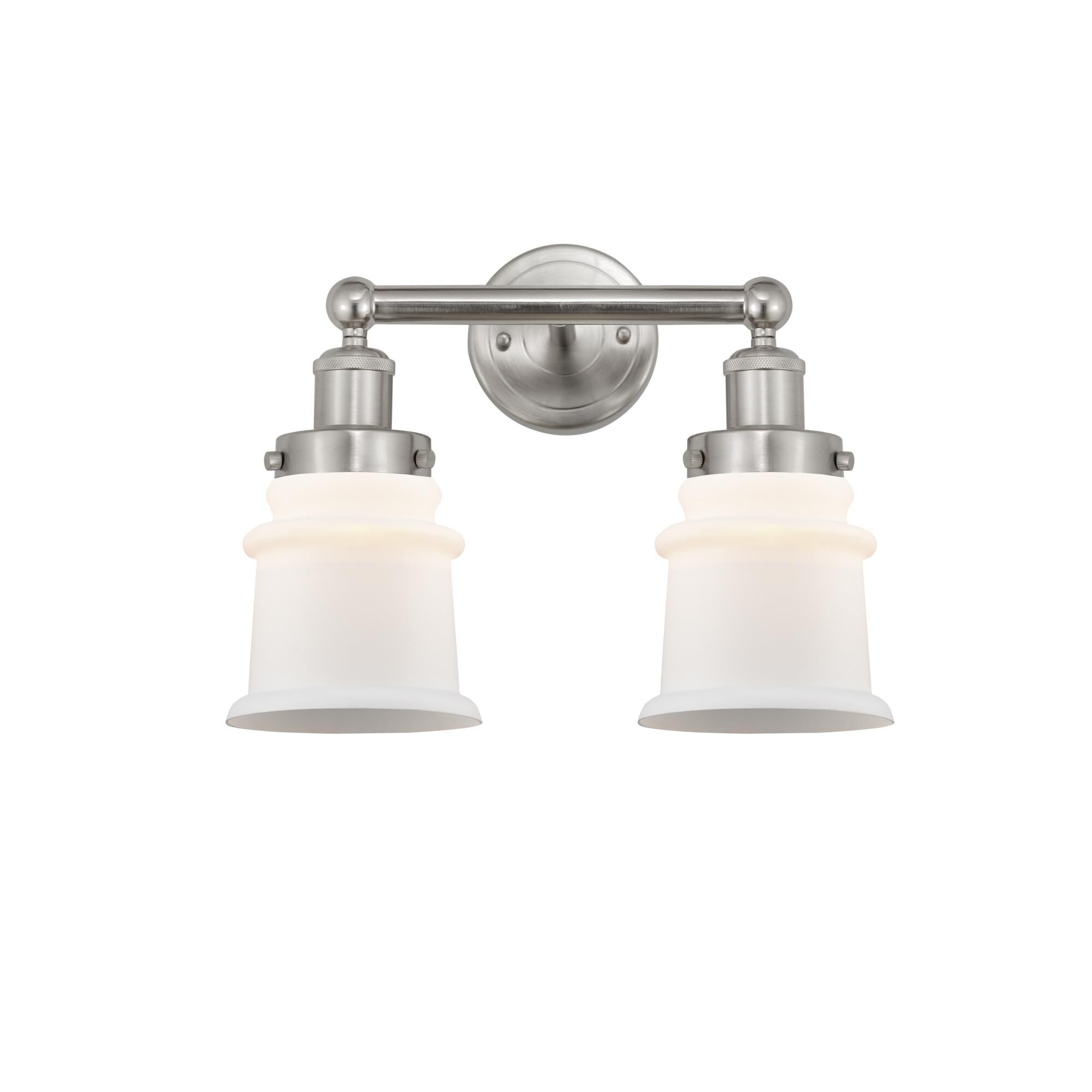 Shown in Brushed Satin Nickel, Matte White finish and Matte White glass and Matte White Glass shade