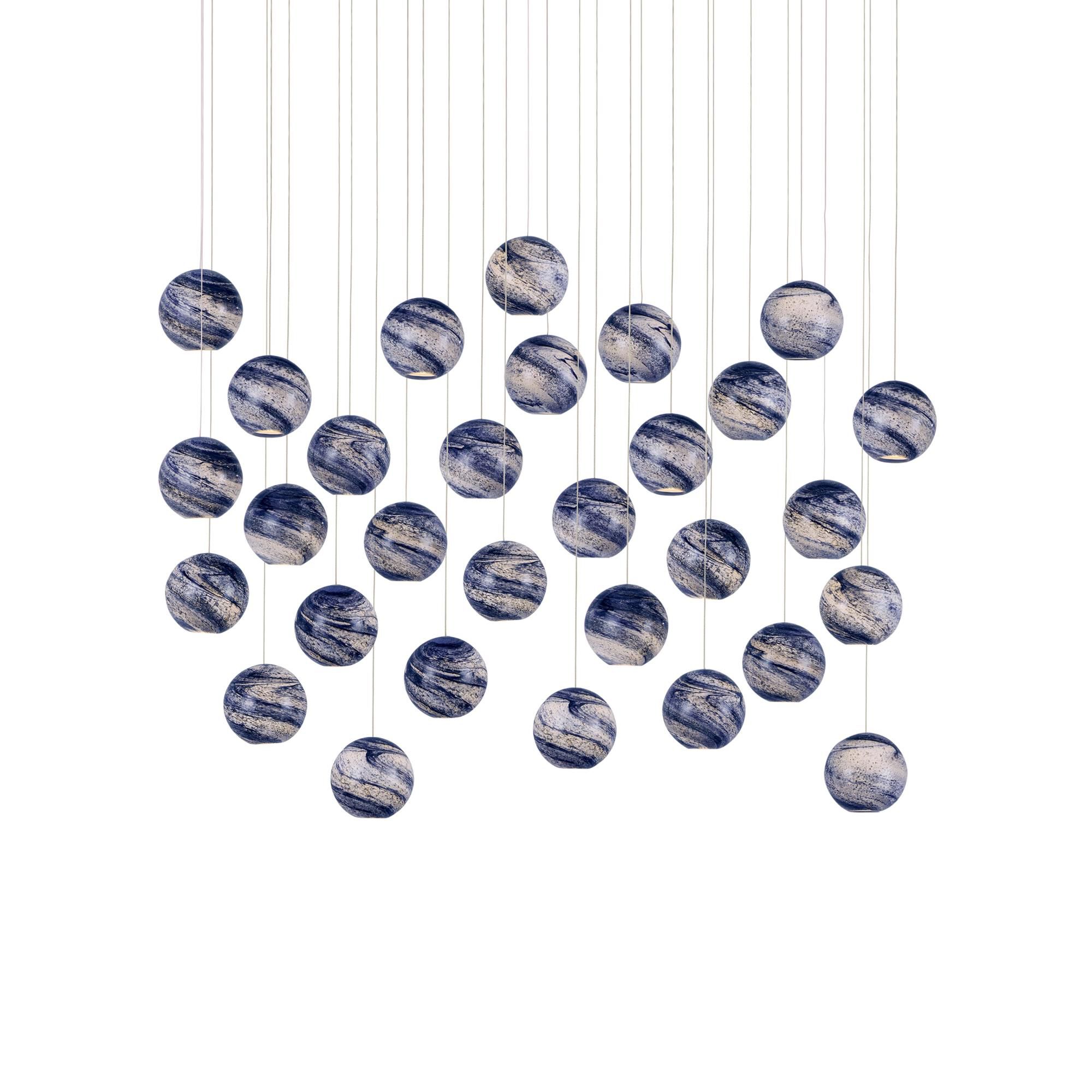 Shown in Blue Marbeled/Silver finish and Earth With Speckles/Glass shade