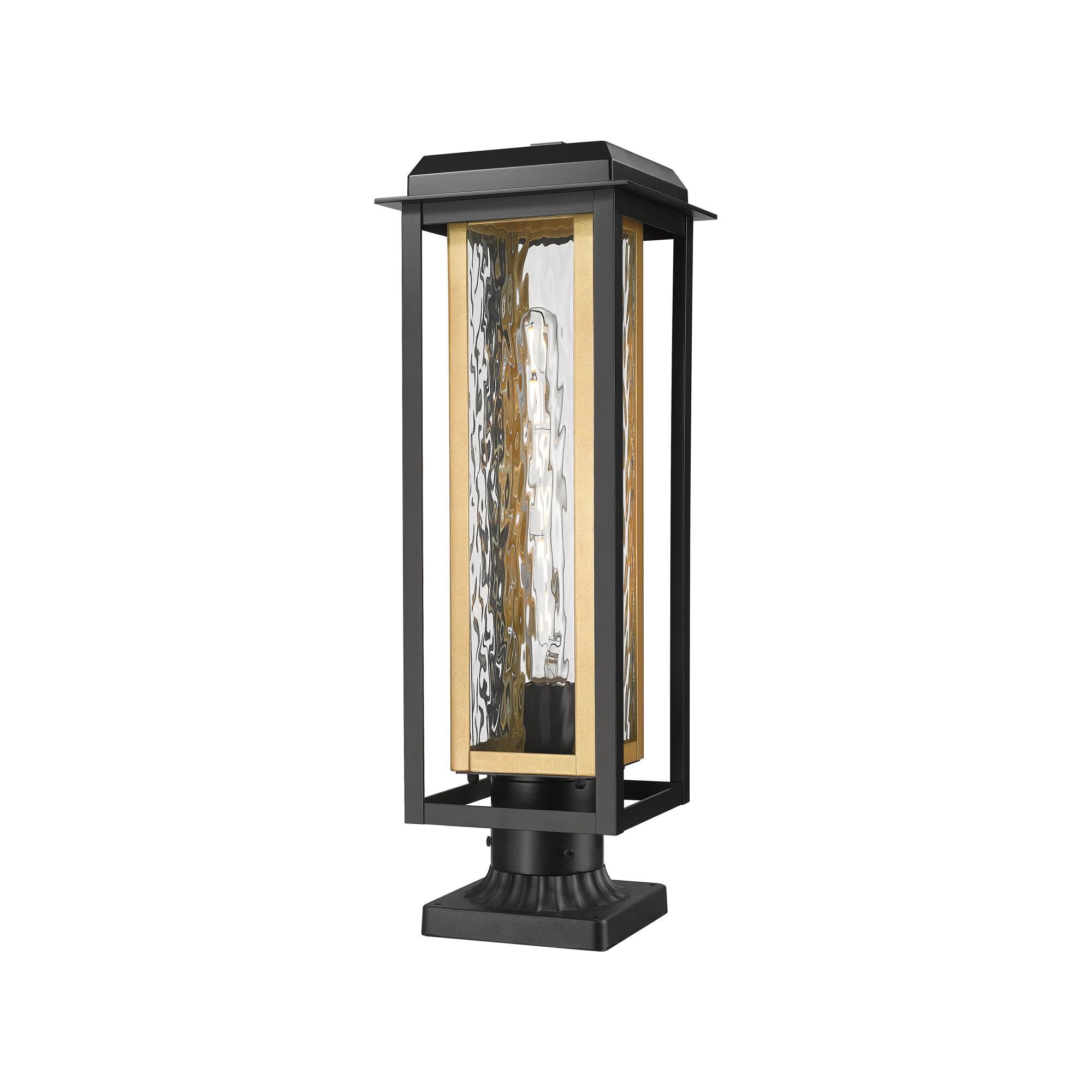 Shown in Matte Black finish and Water Glass shade