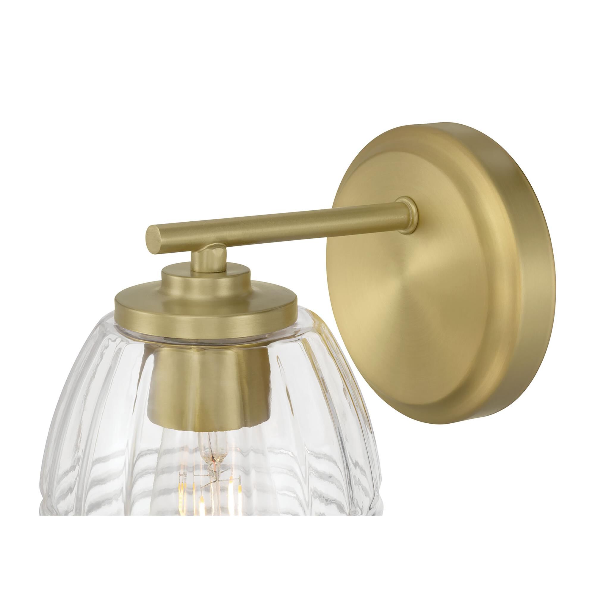 Shown in Vintage Brass finish and Clear glass
