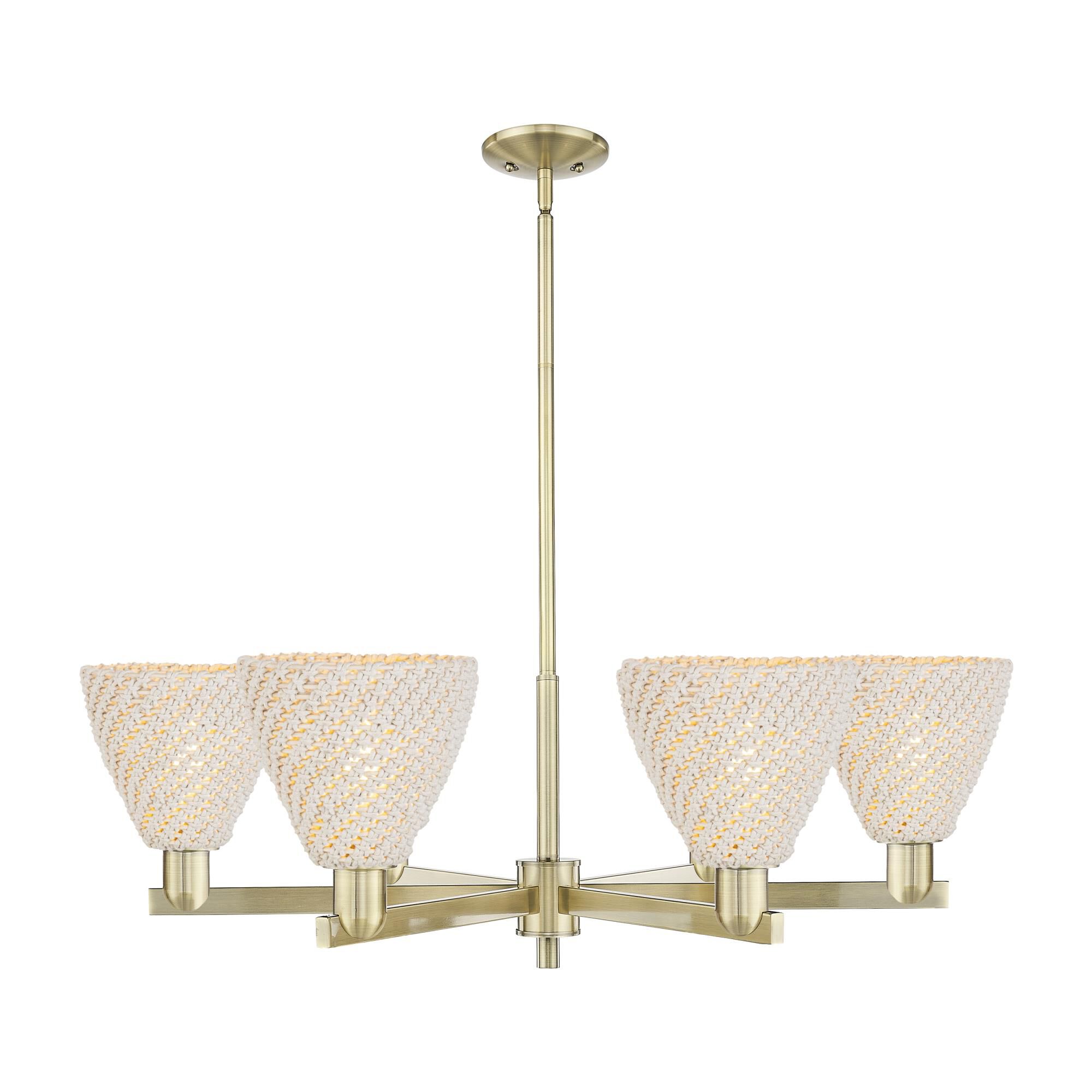 Shown in Antique Brass finish and Natural shade