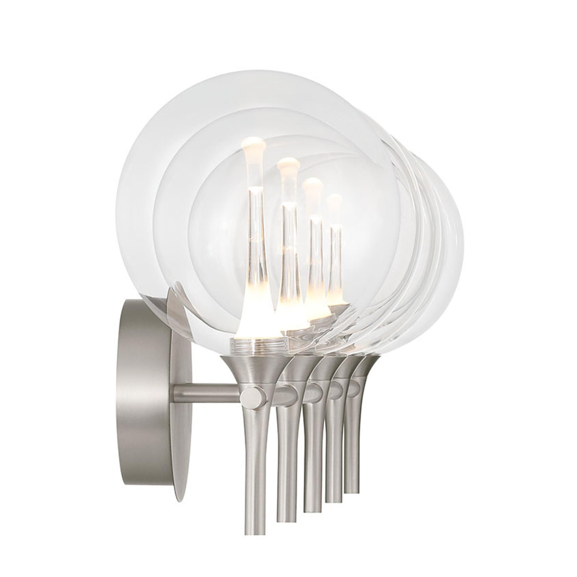Shown in Nickel finish and Clear glass