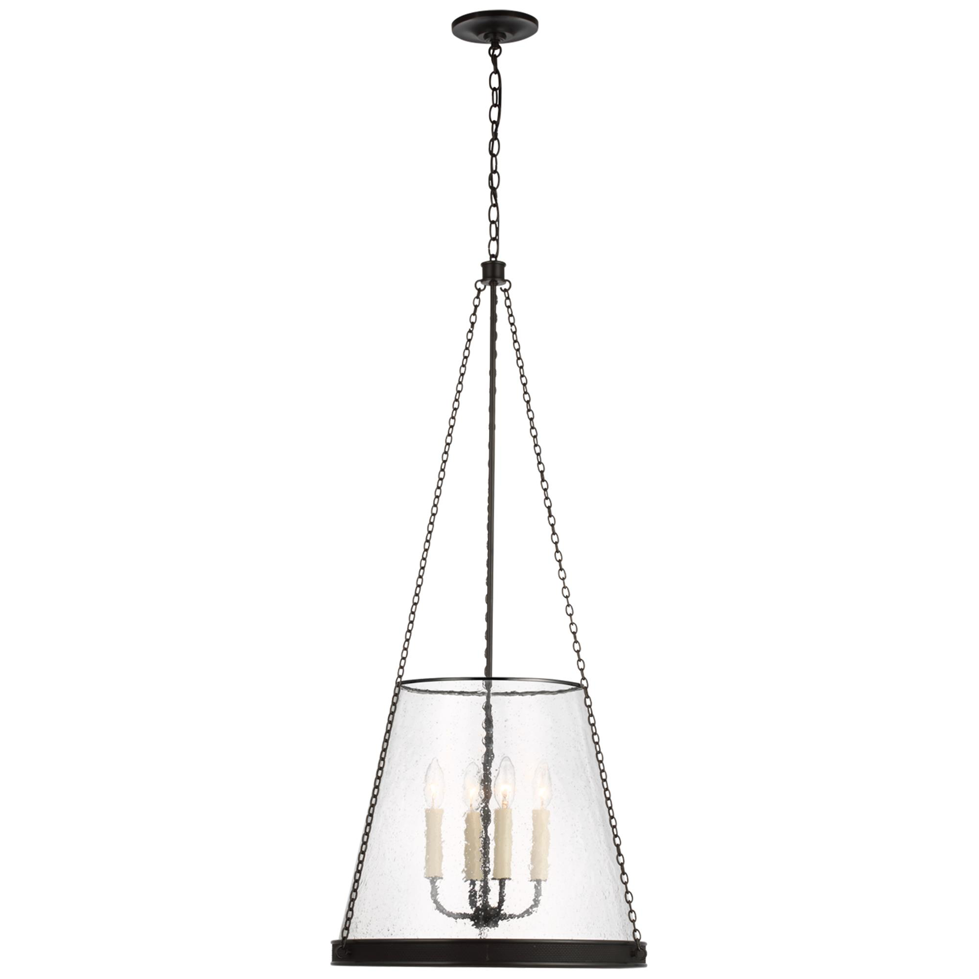 Shown in Bronze finish and Clear Glass shade