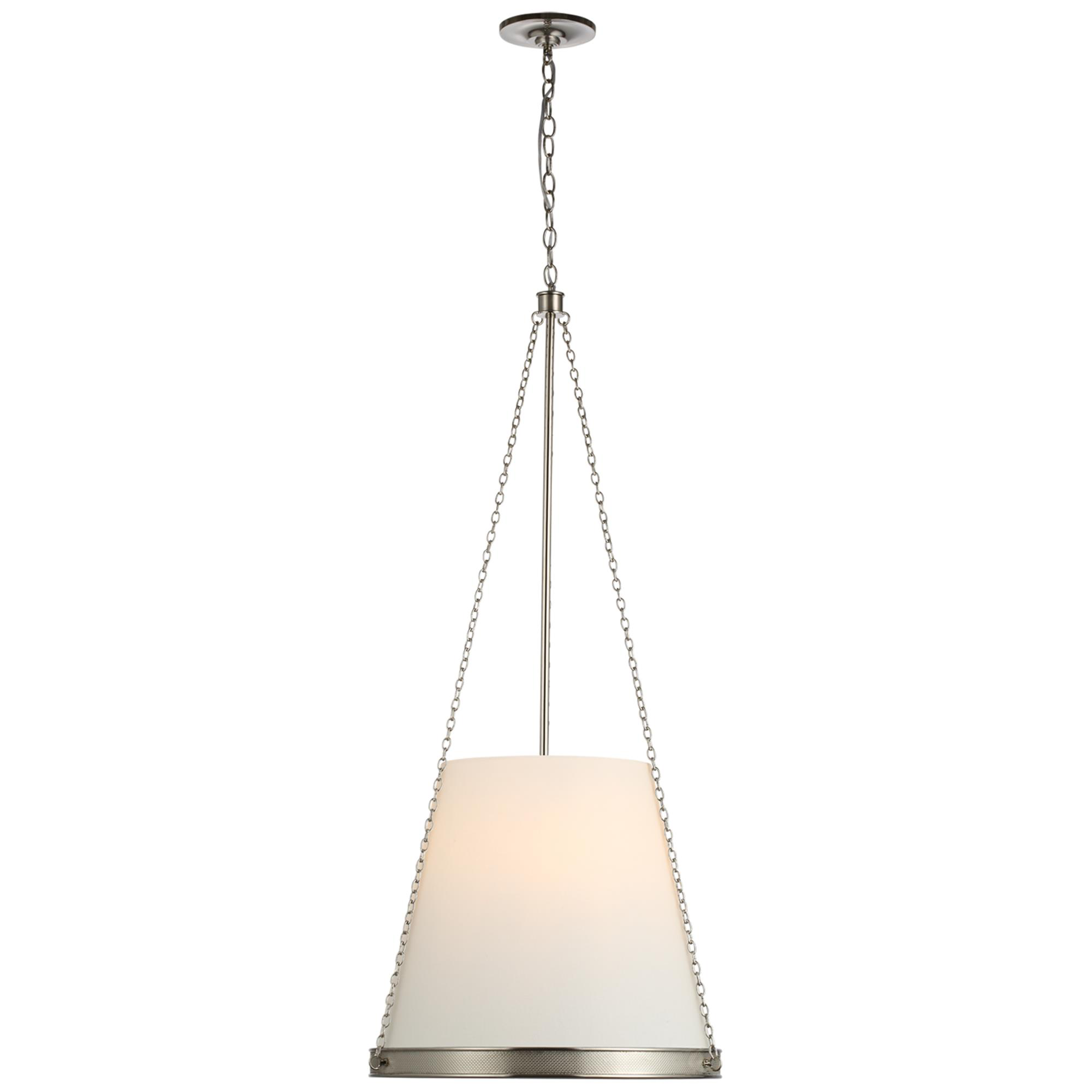 Shown in Polished Nickel finish and Linen shade