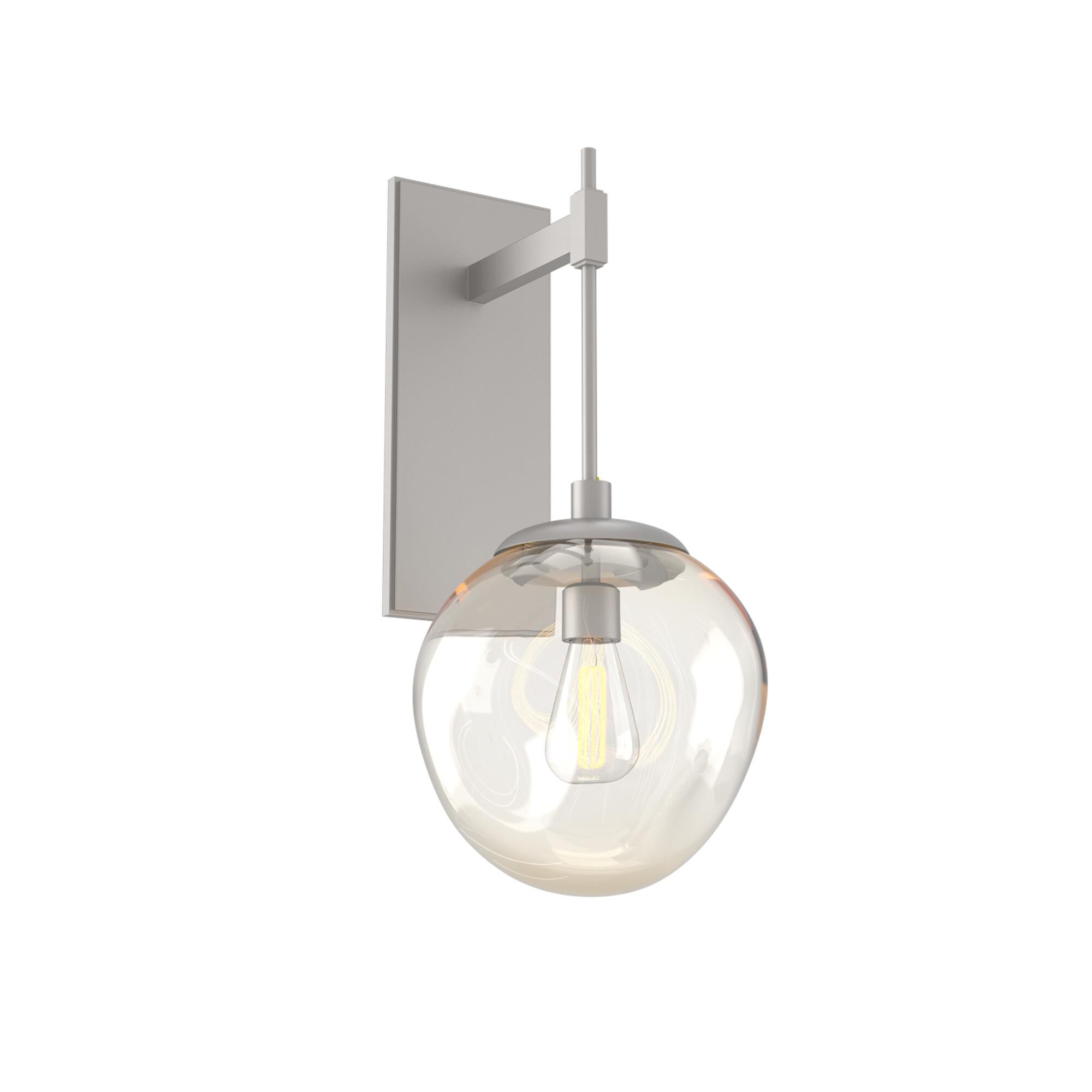 Shown in Metallic Beige Silver finish and Blown Amber glass