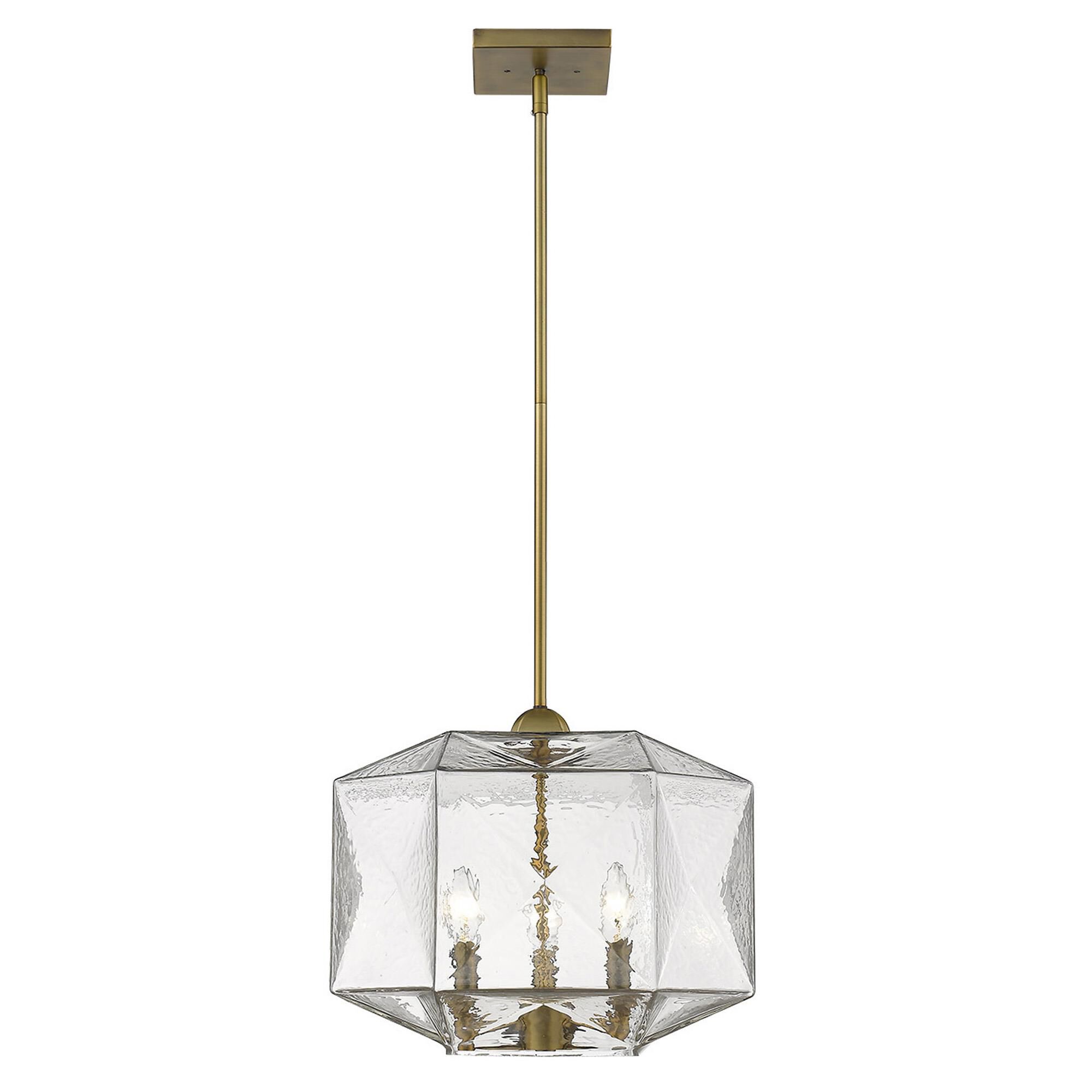 Shown in Brass finish and Clear glass and Clear, Faceted Abstract Glass Globes shade