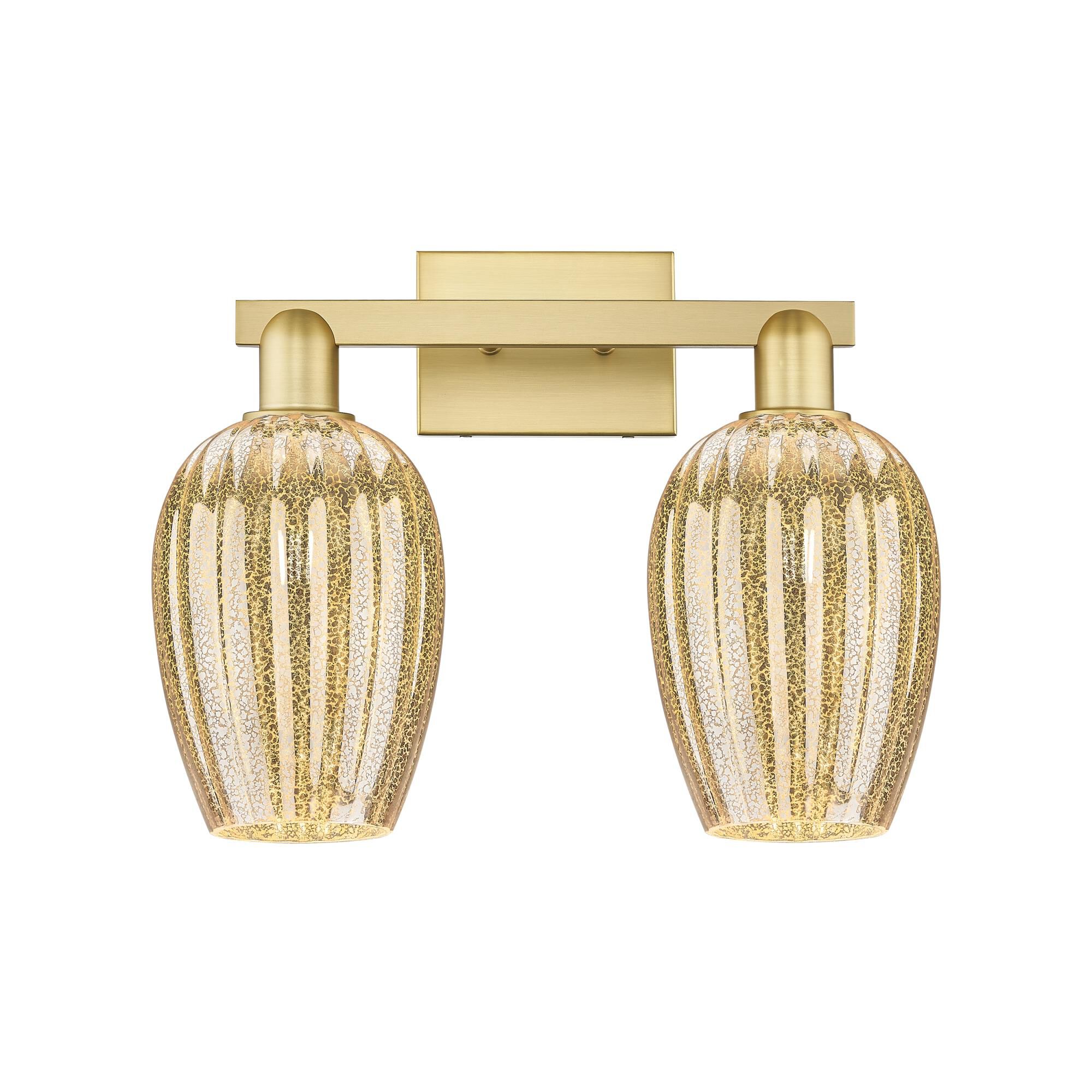 Shown in Satin Gold finish and Mercury glass