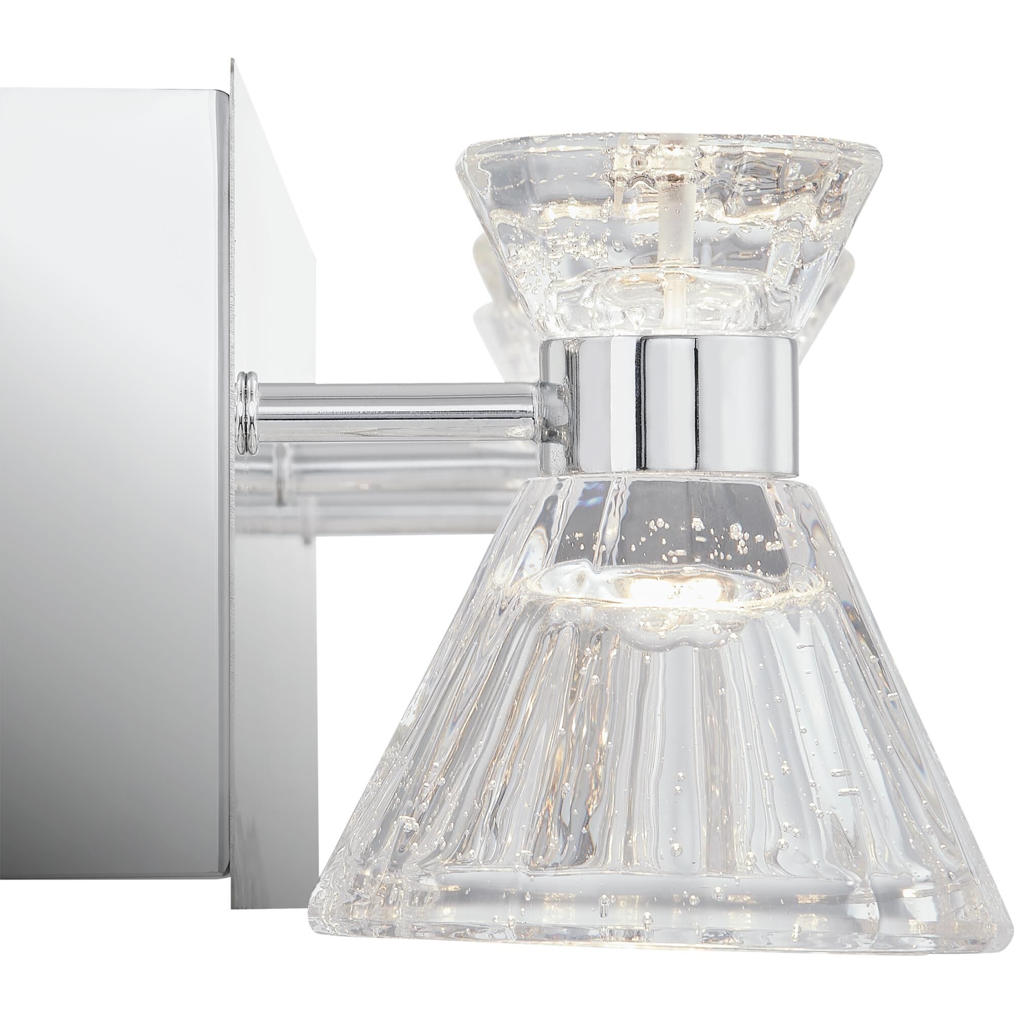 Shown in Polished Chrome finish and Clear Seeded Glass, Casting Seedy Glass shade