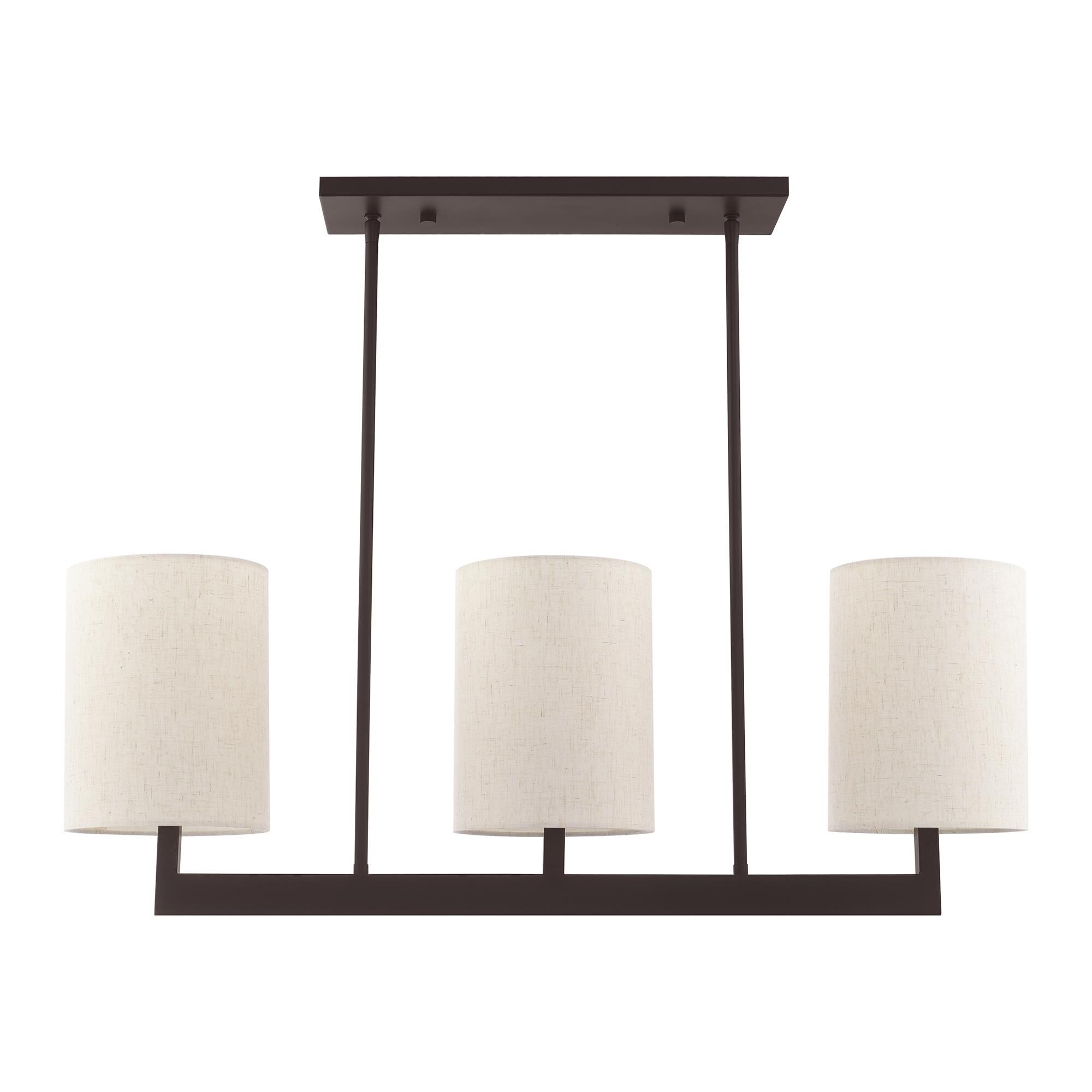 Shown in Bronze finish and Hand Crafted Oatmeal Color Fabric Outside & White Fabric Inside Hardback shade